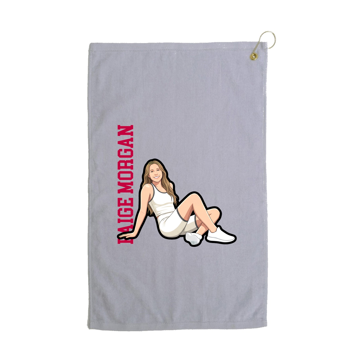 Golf Towel — Name Vertical in Grey