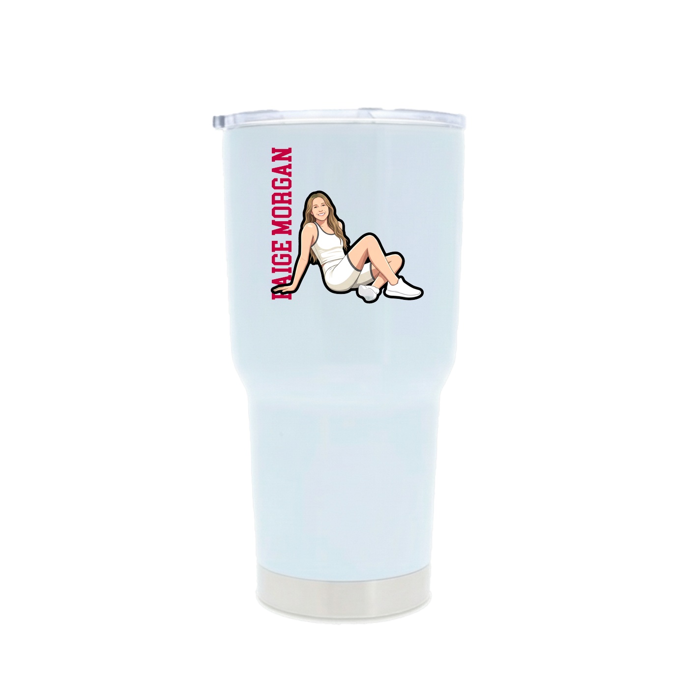 30oz Stainless Steel Tumbler — Name Vertical in White