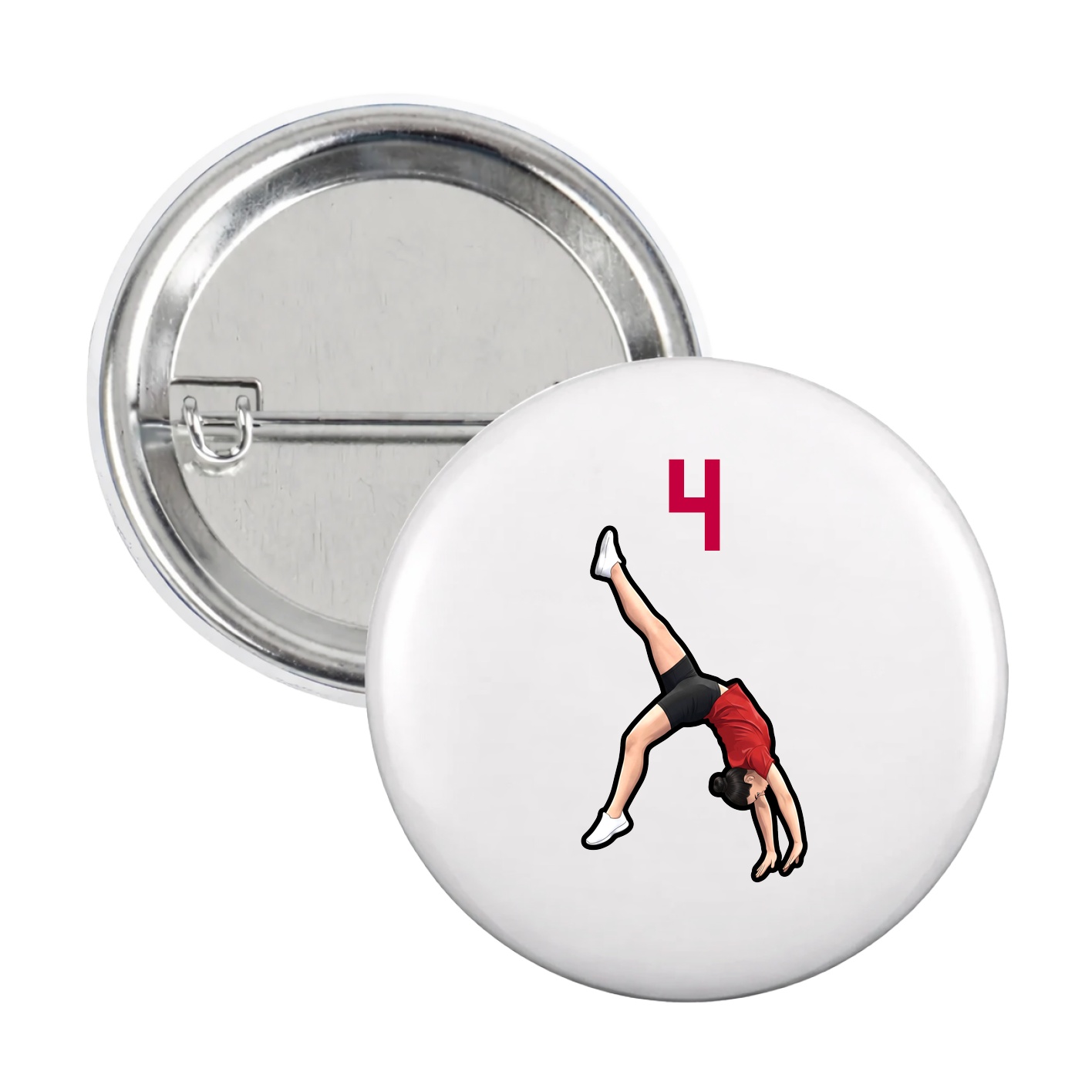 Game Day Button — Number Top in White