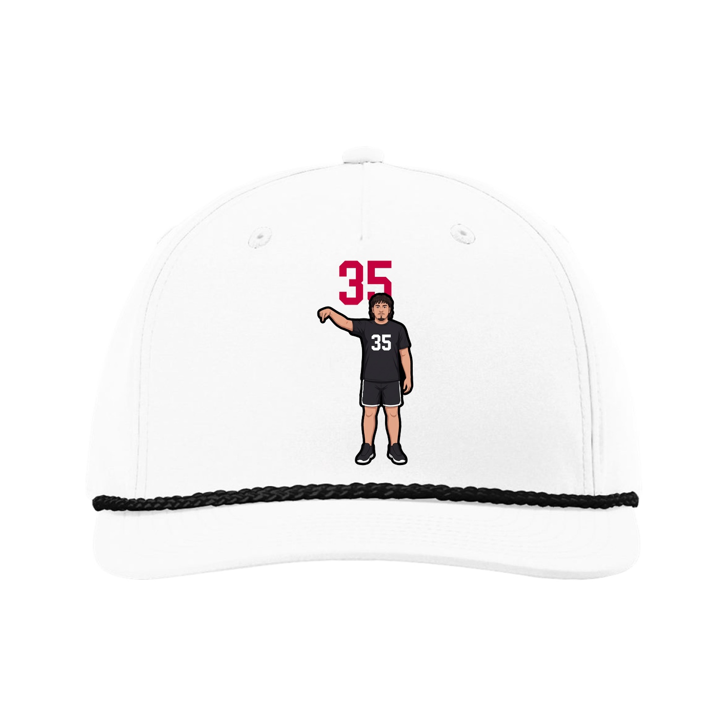 Five-Panel Classic Rope Cap — Number Top in White