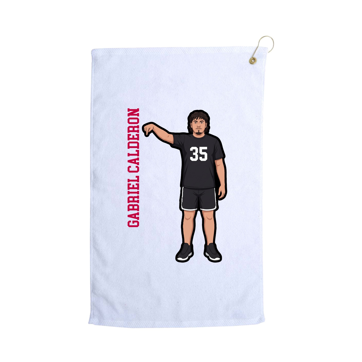 Golf Towel — Name Vertical in White