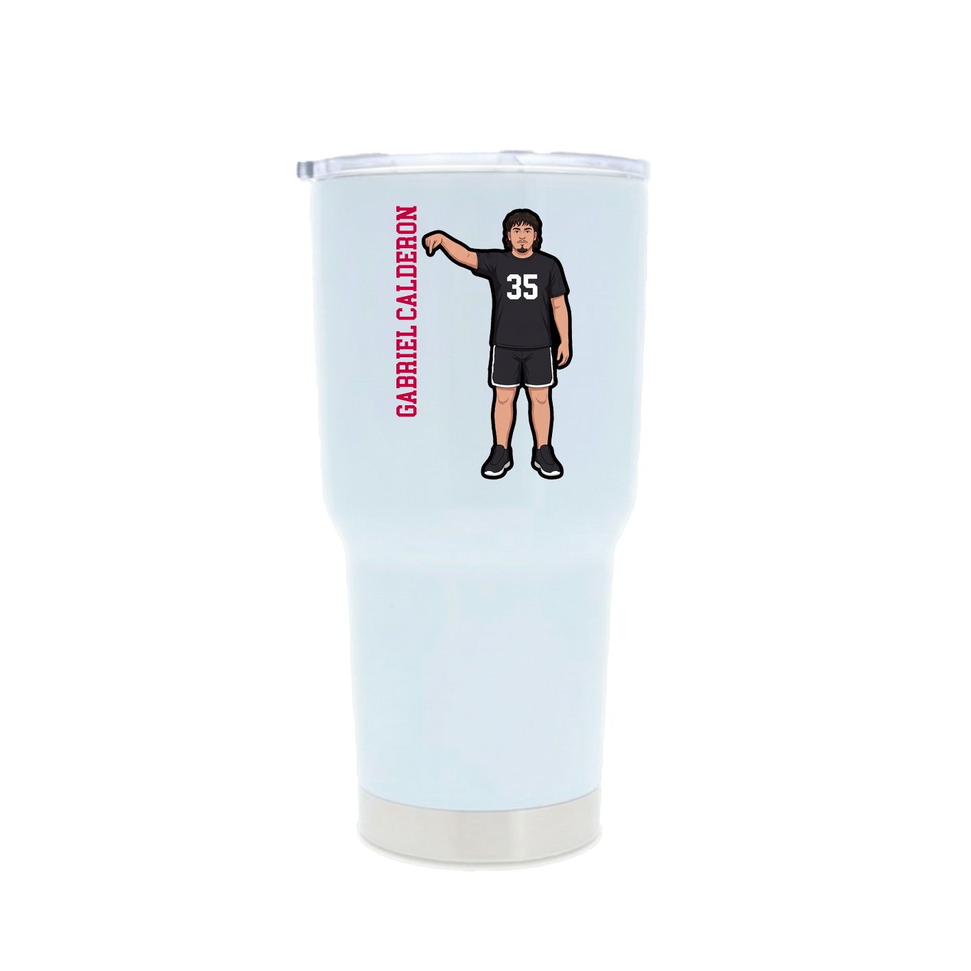 30oz Stainless Steel Tumbler — Name Vertical in White