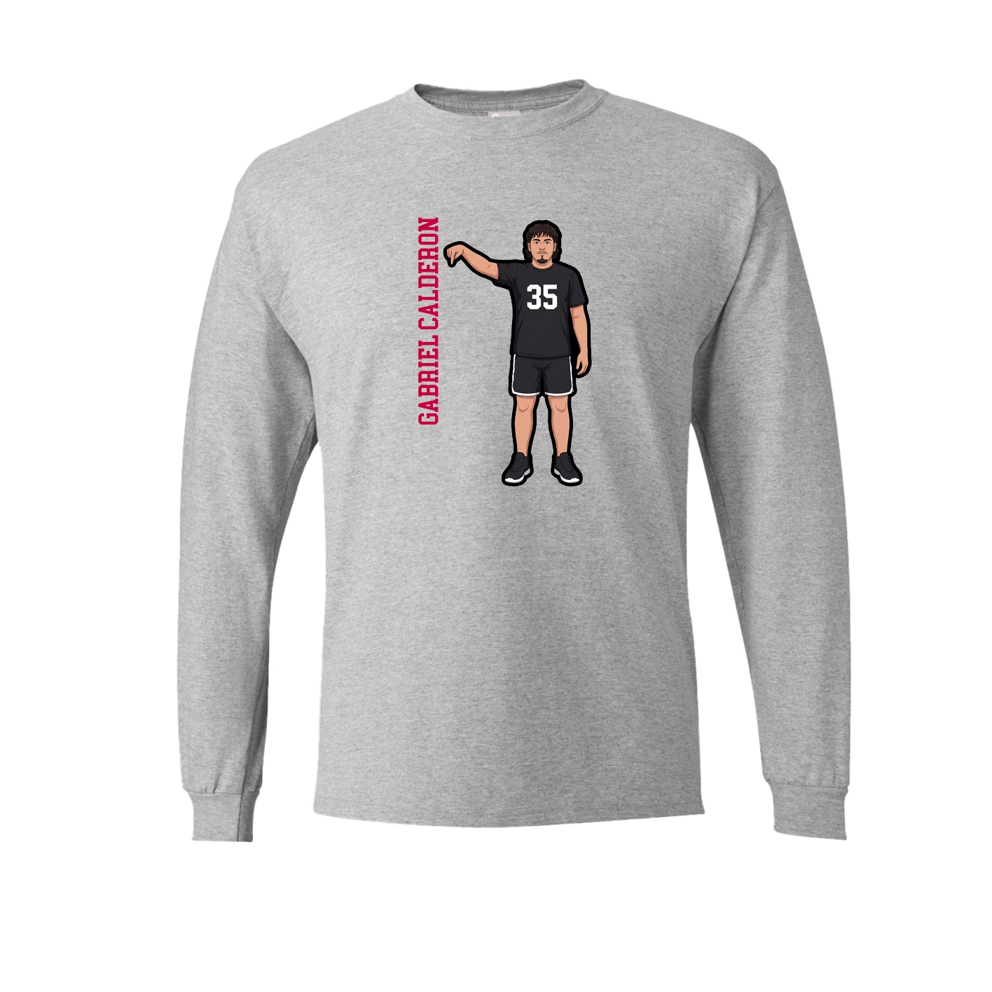 Long Sleeve Tee — Name Vertical in Grey
