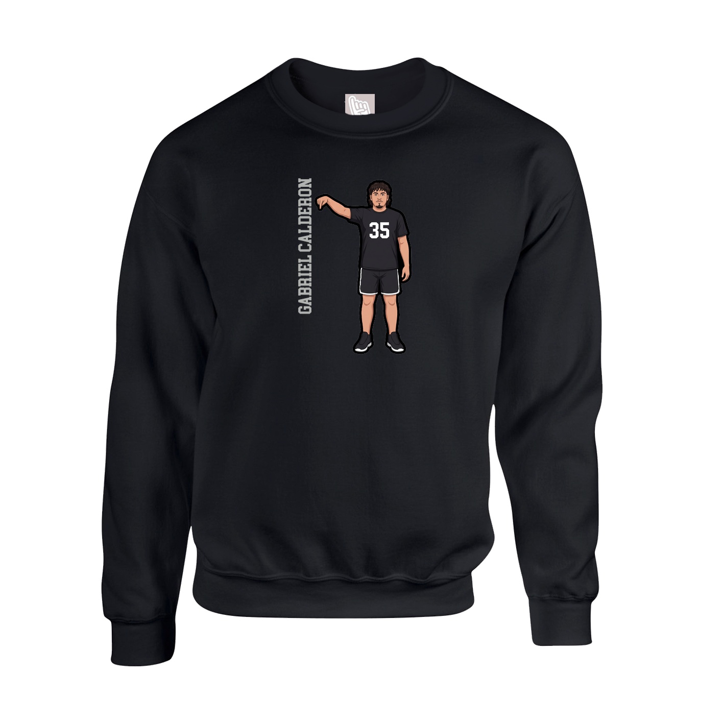 Fleece Crew — Name Vertical in Black