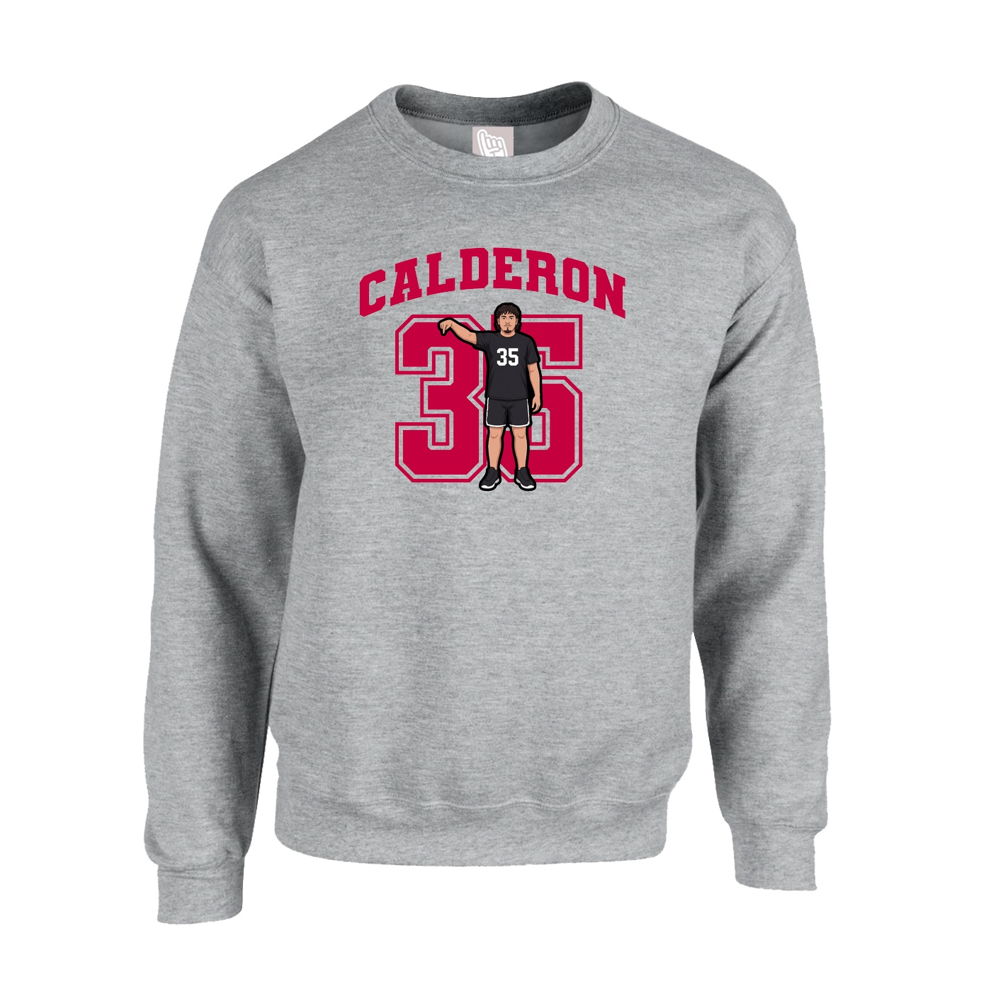 Fleece Crew — Number in Grey