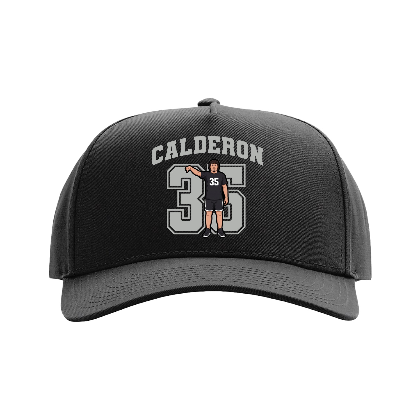 Full Fabric Five-Panel Champ Cap — Number in Black