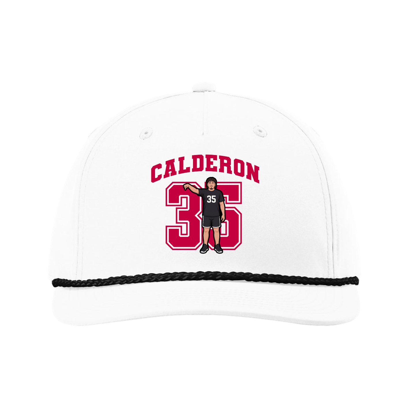 Five-Panel Classic Rope Cap — Number in White
