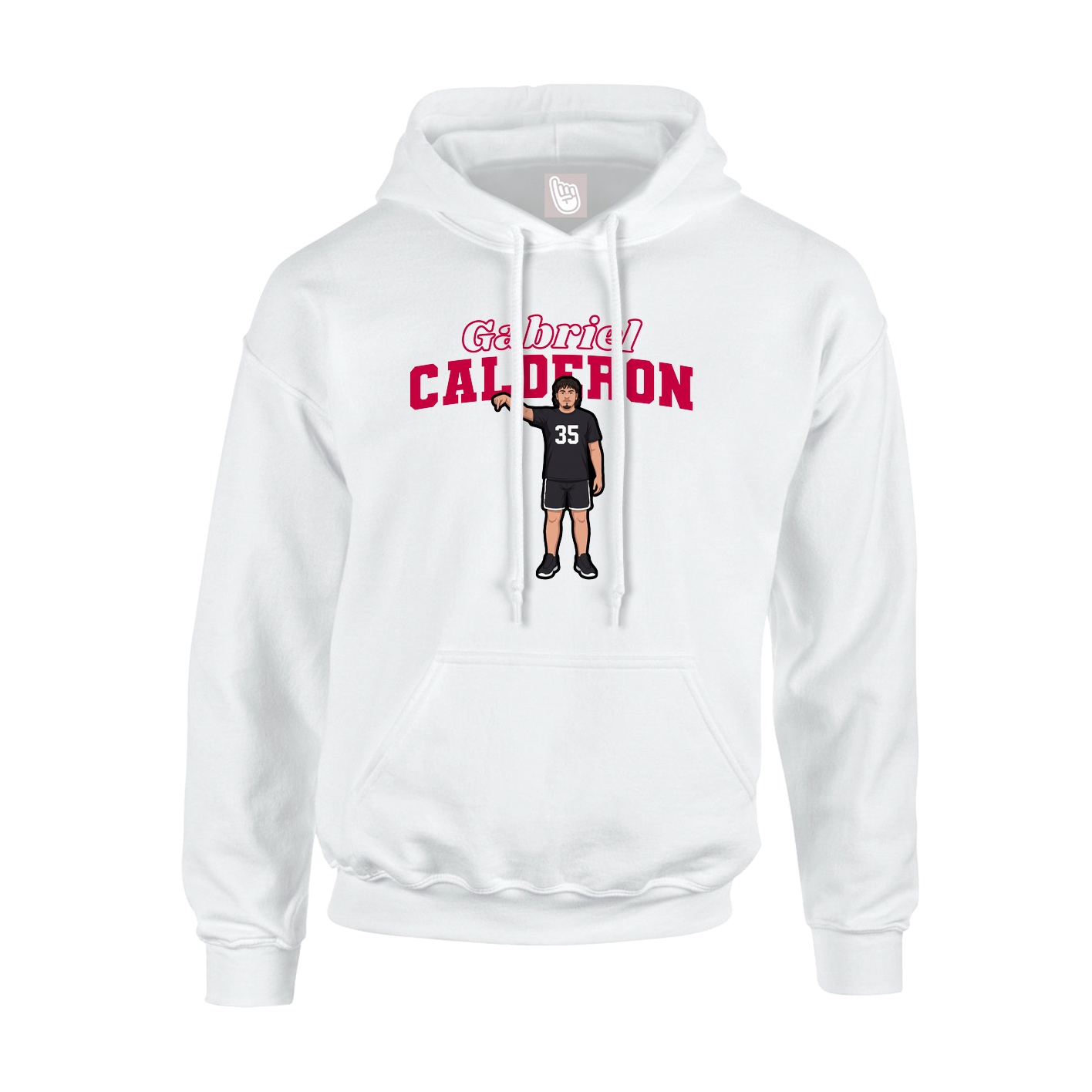 Youth Hoodie — Name Arch in White
