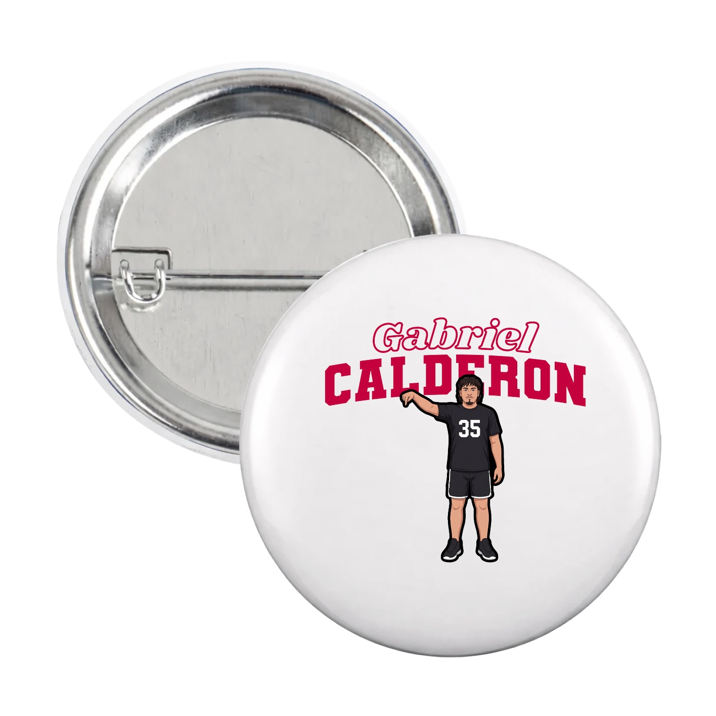 Game Day Button — Name Arch in White