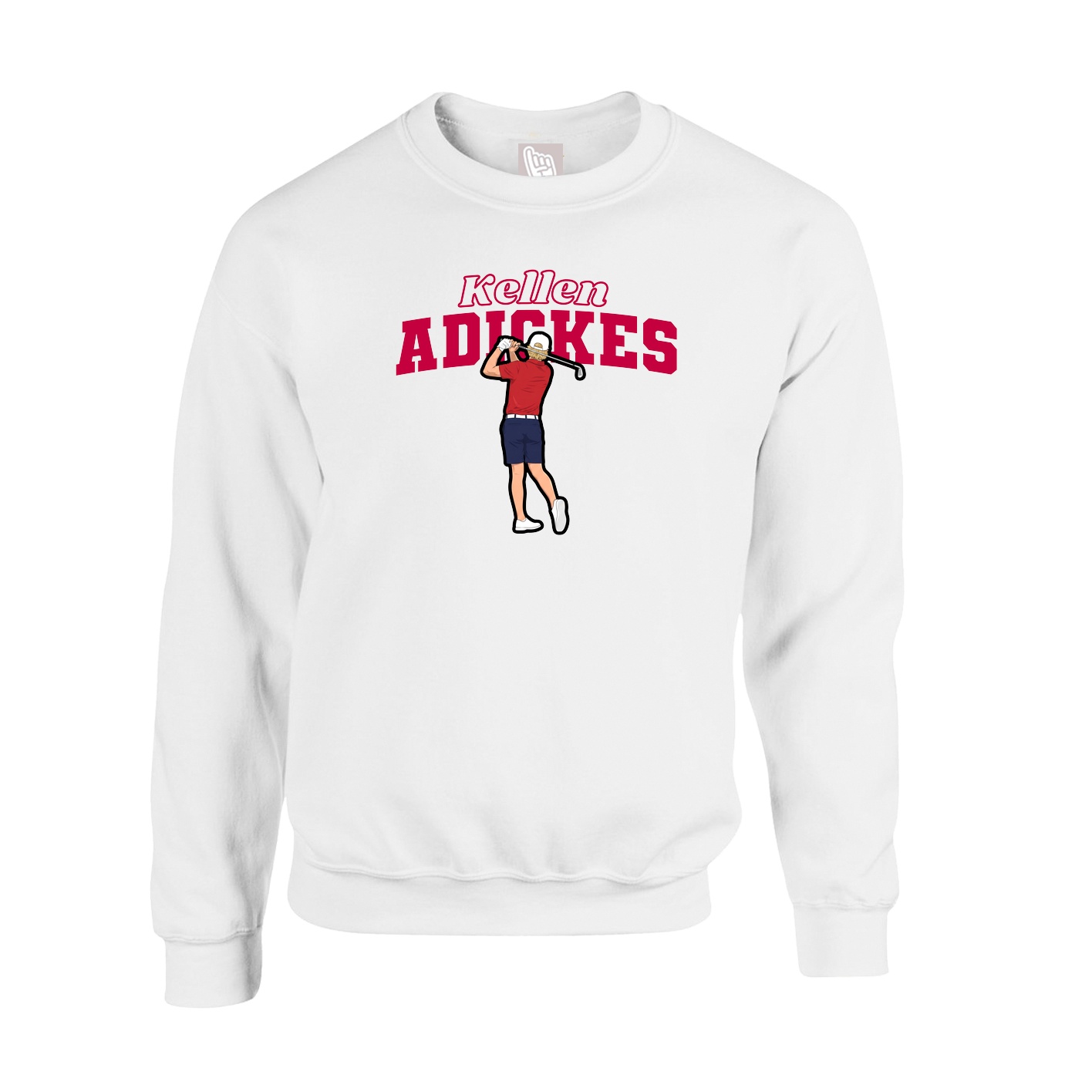 Fleece Crew — Name Arch in White