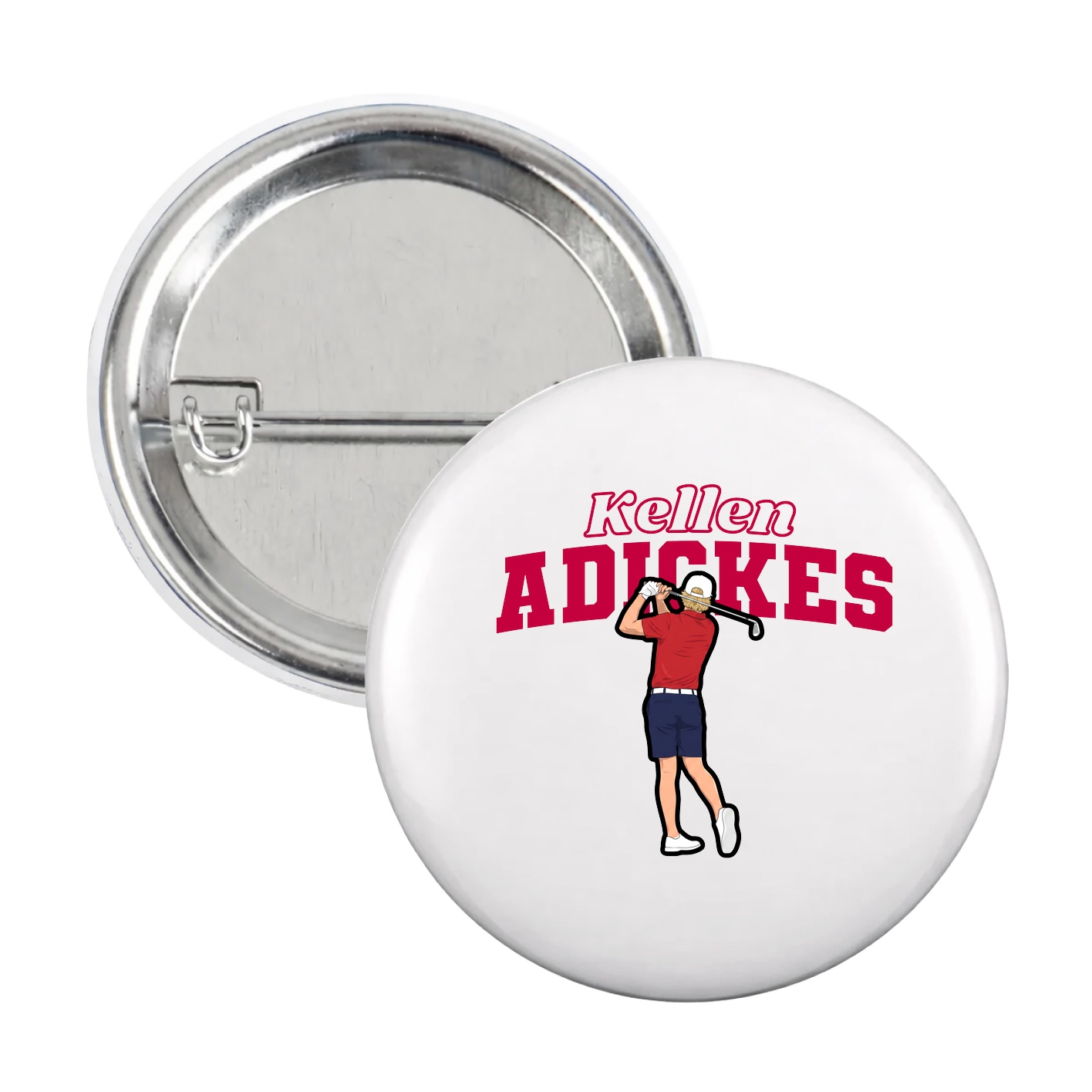 Game Day Button — Name Arch in White