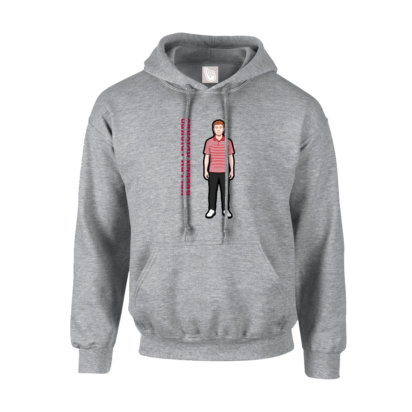 Hoodie — Name Vertical in Grey