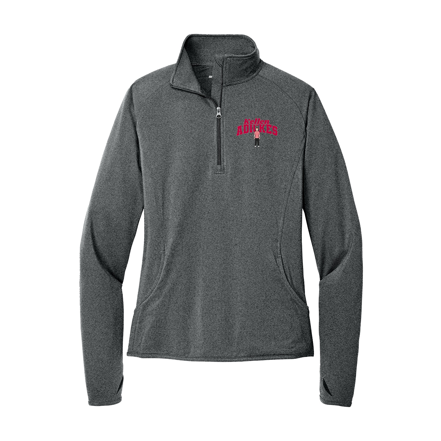 Women's Q-Zip Pullover — Signature Arch in Grey
