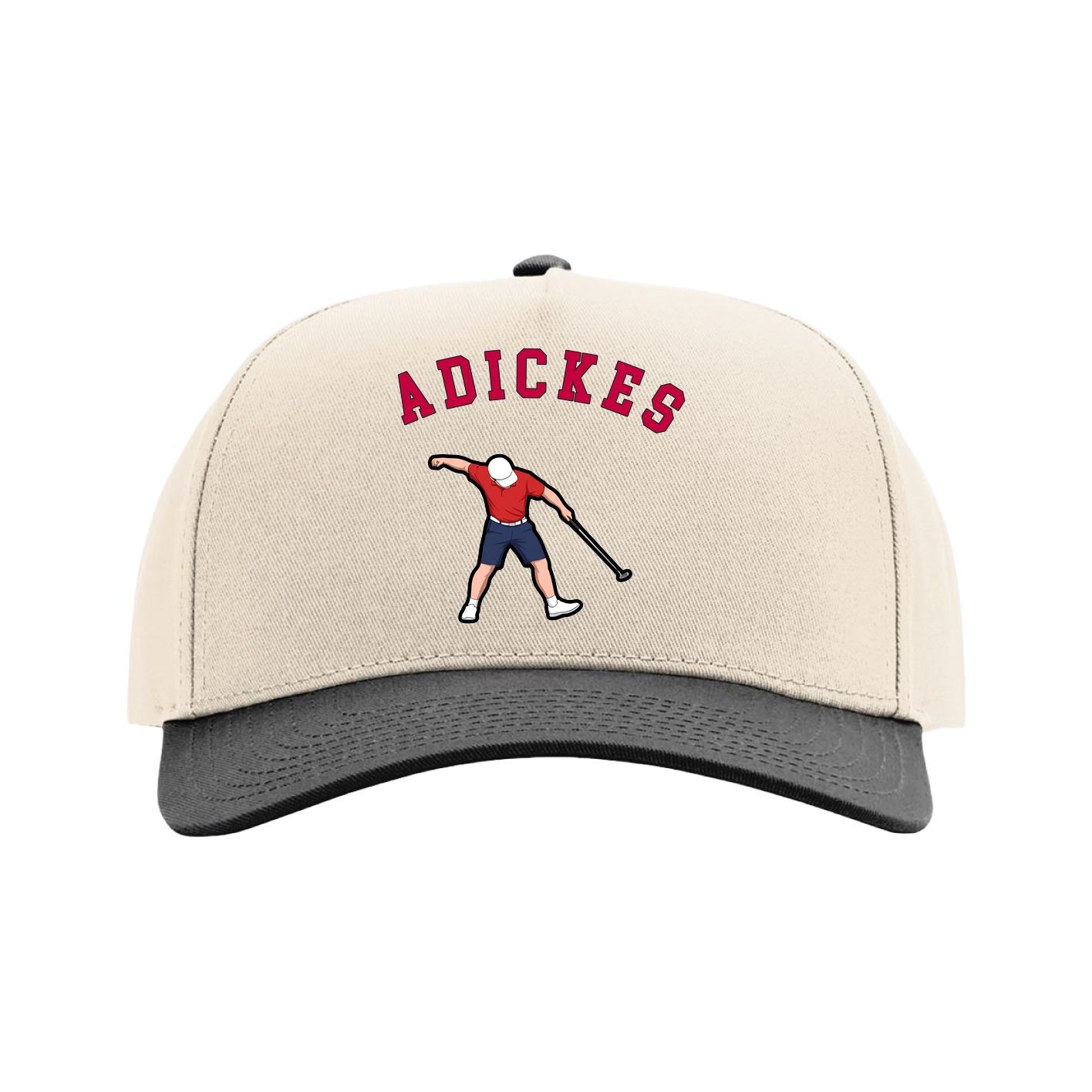 Full Fabric Five-Panel Champ Cap — Shirsey Arch in Cream/Black