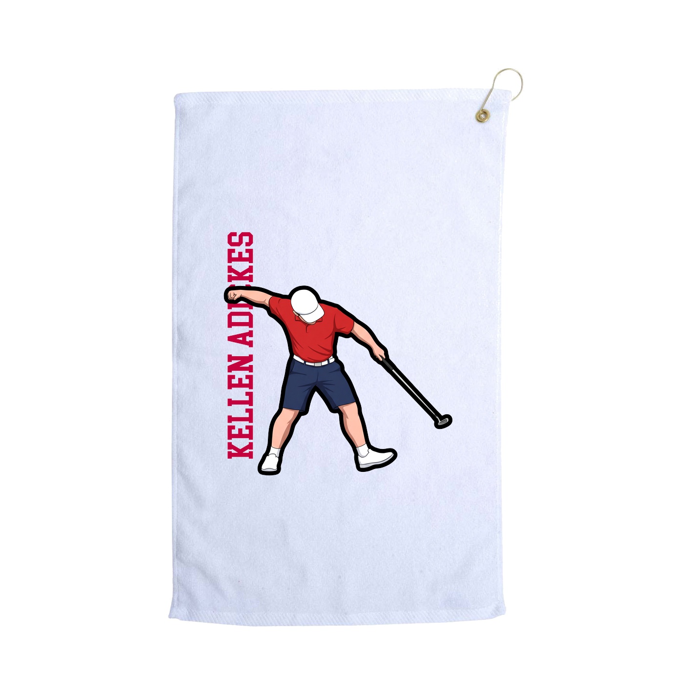 Golf Towel — Name Vertical in White