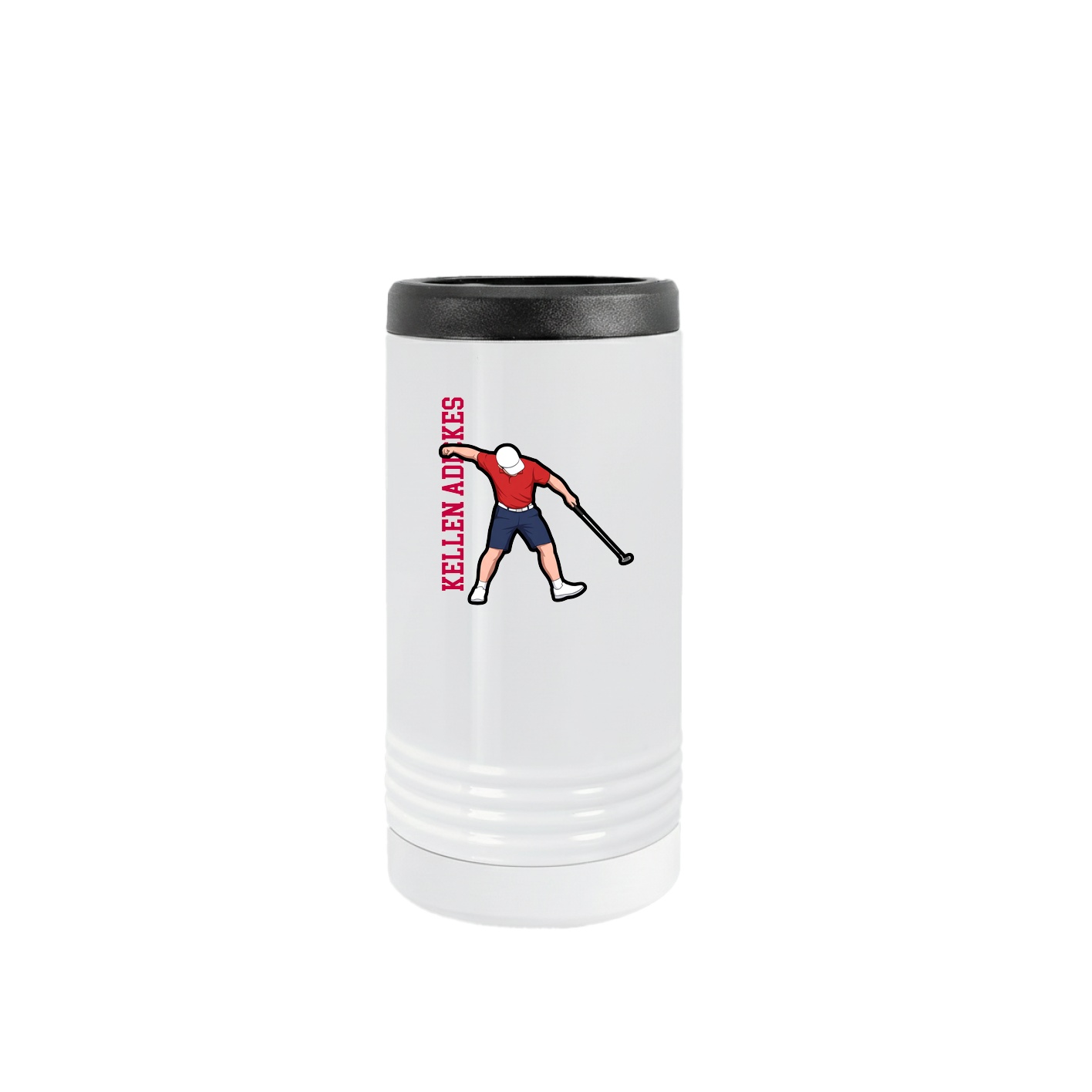 Slim Beverage Holder — Name Vertical in White