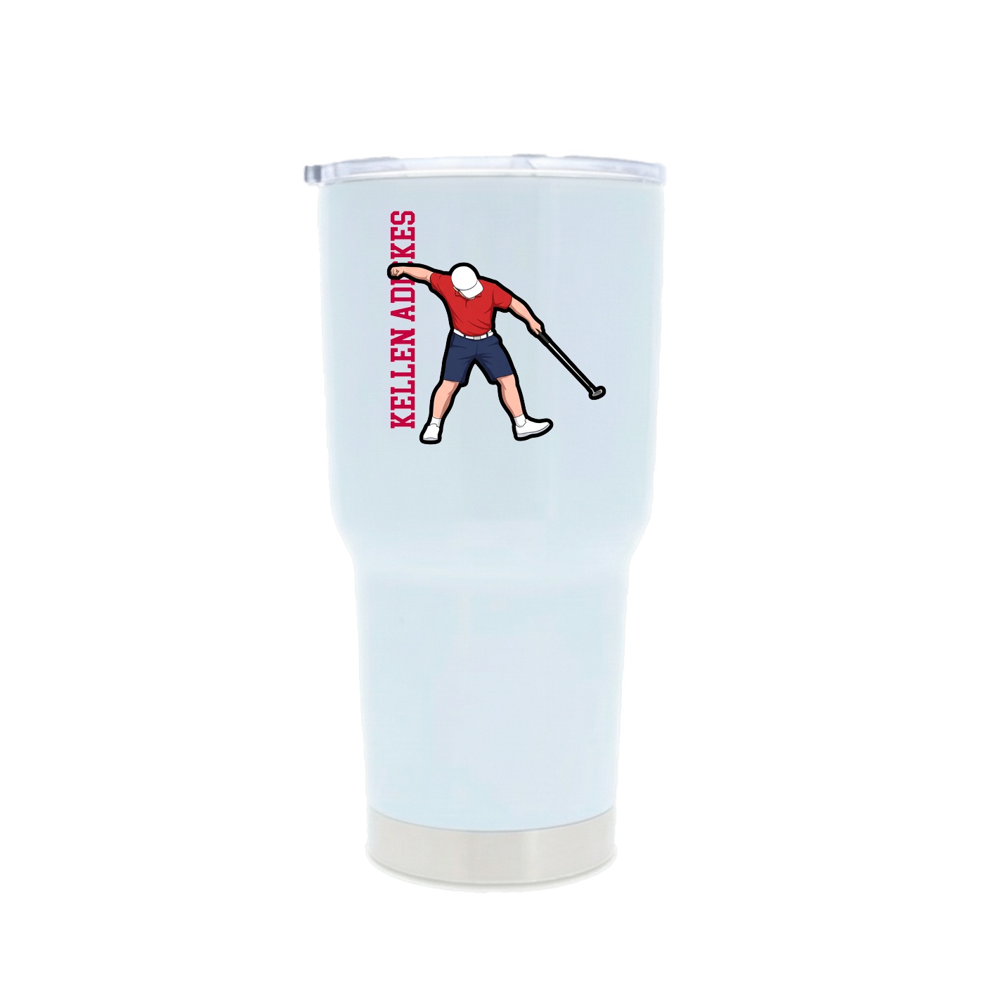 30oz Stainless Steel Tumbler — Name Vertical in White