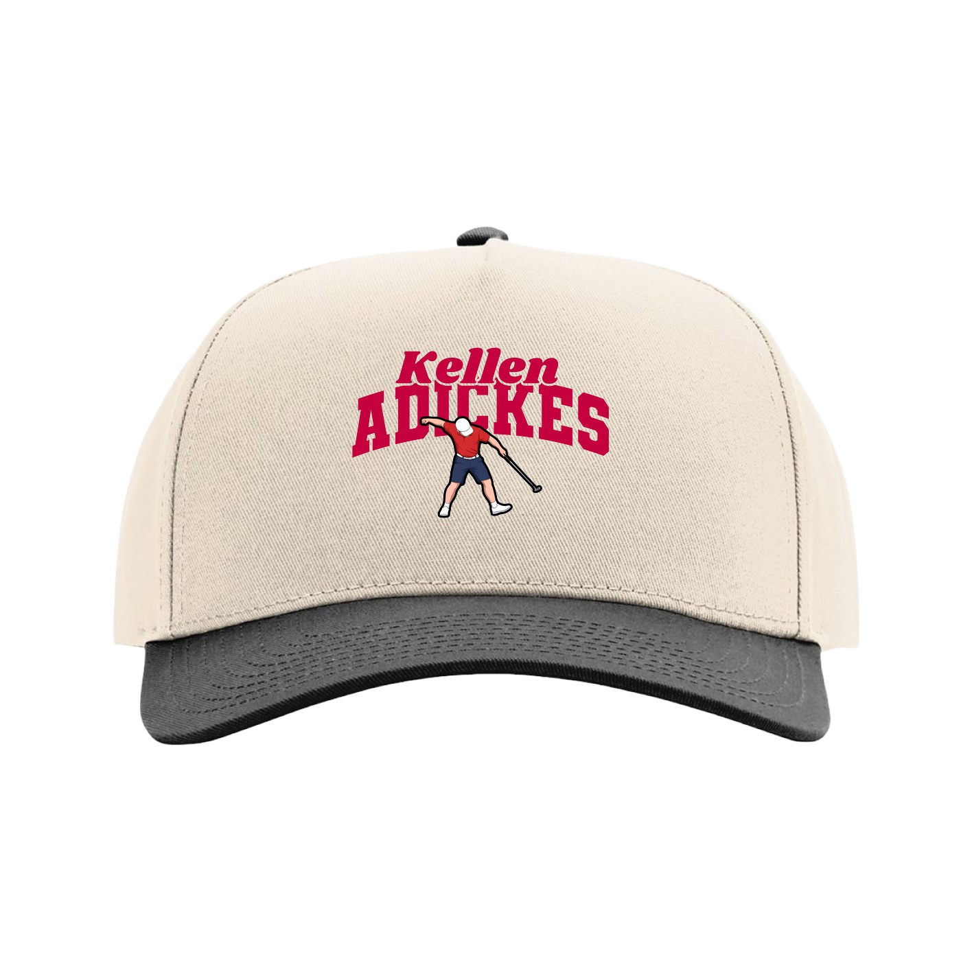 Full Fabric Five-Panel Champ Cap — Signature Arch in Cream/Black