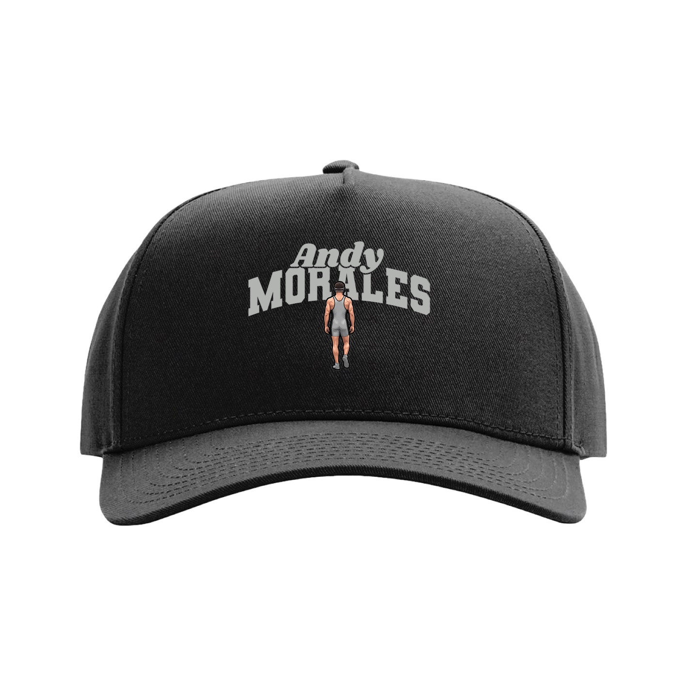 Full Fabric Five-Panel Champ Cap — Signature Arch in Black