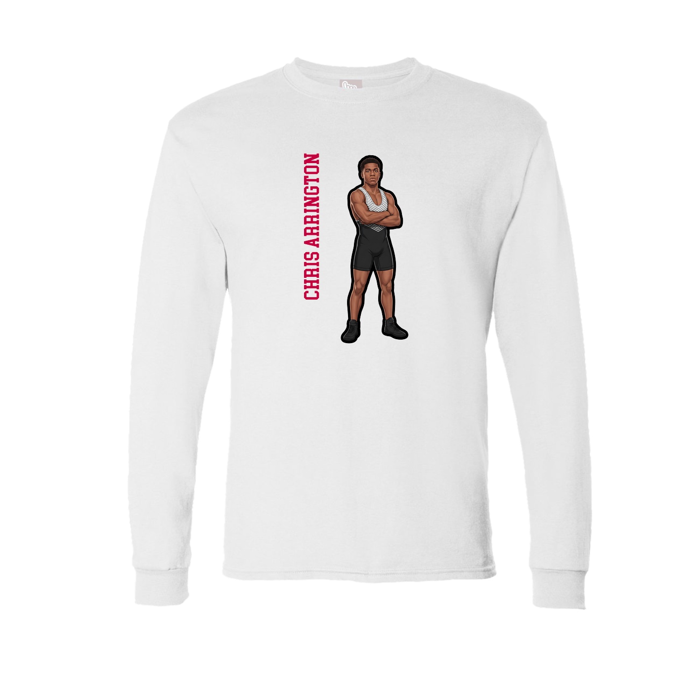 Long Sleeve Tee — Name Vertical in White