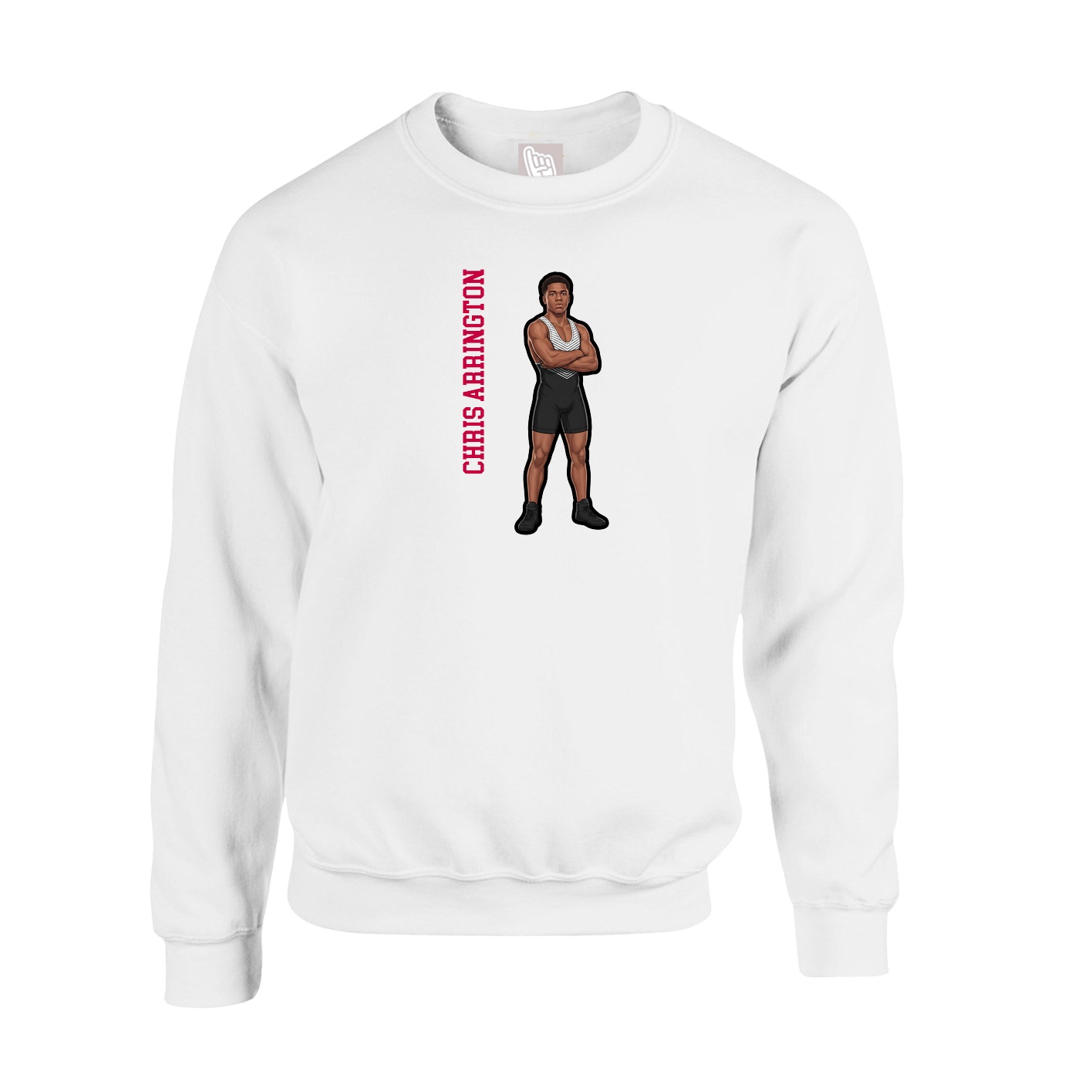 Fleece Crew — Name Vertical in White