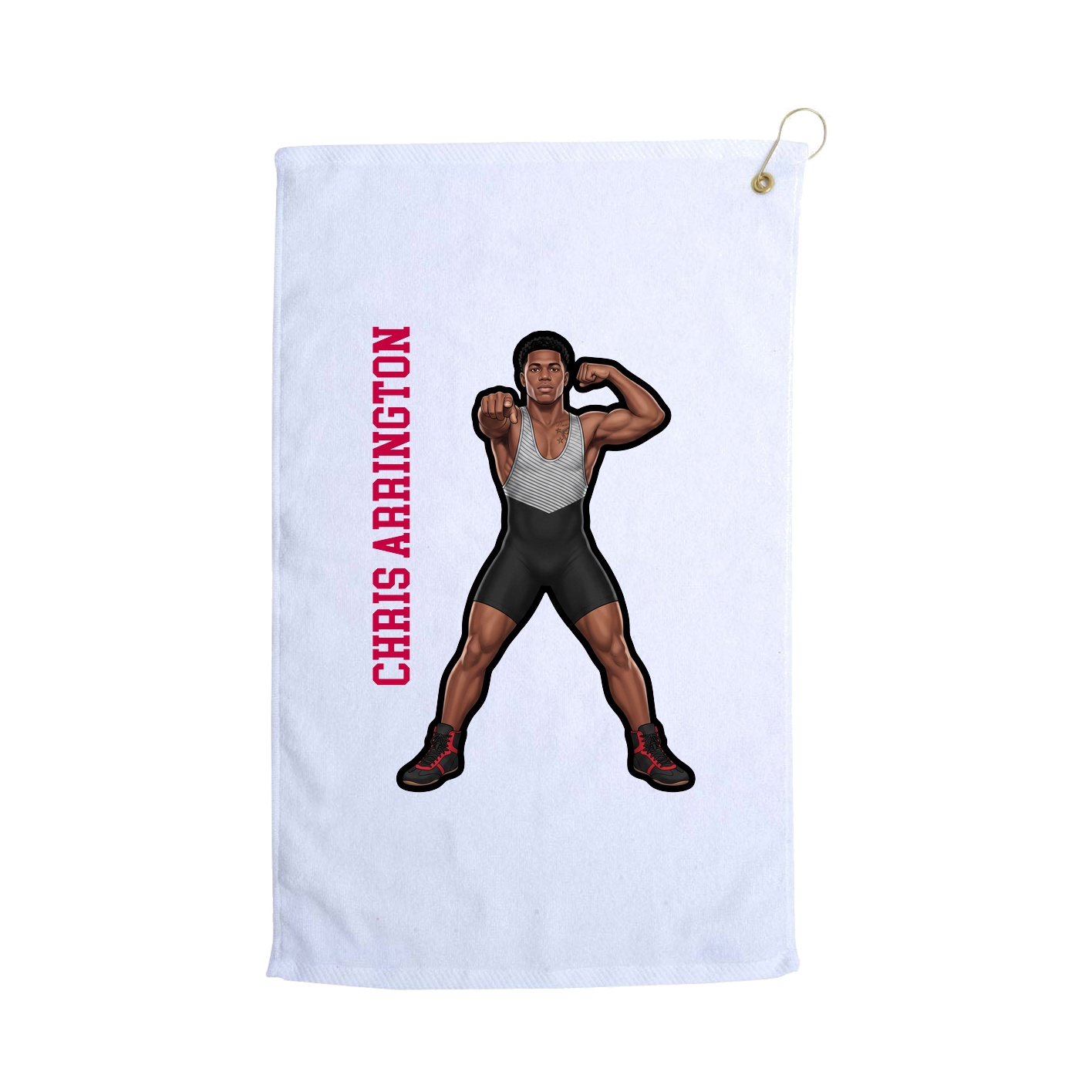 Golf Towel — Name Vertical in White