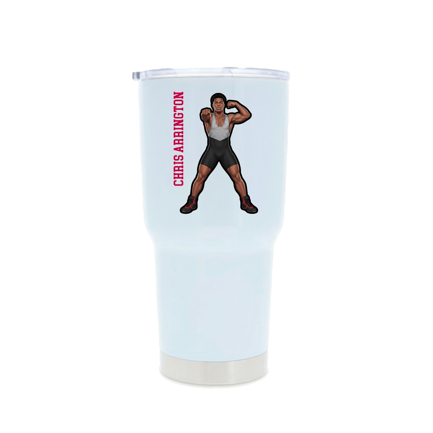 30oz Stainless Steel Tumbler — Name Vertical in White