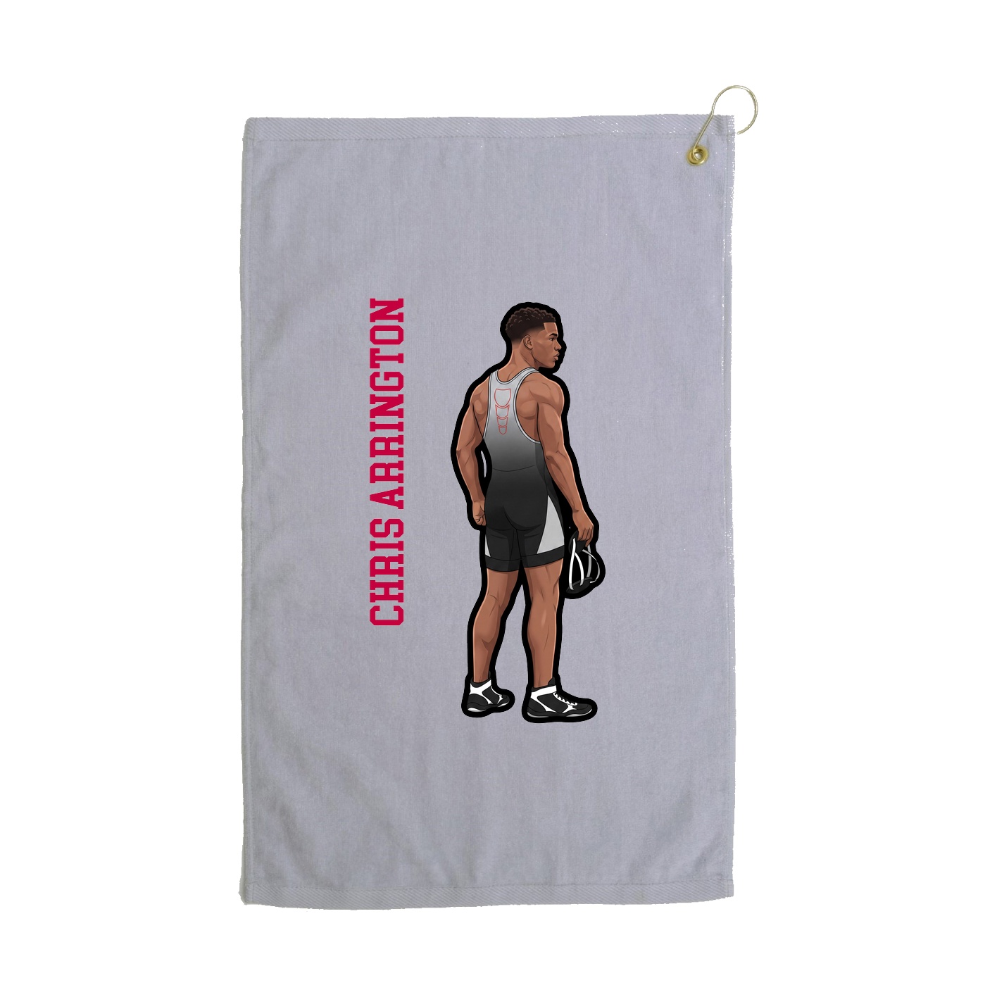 Golf Towel — Name Vertical in Grey