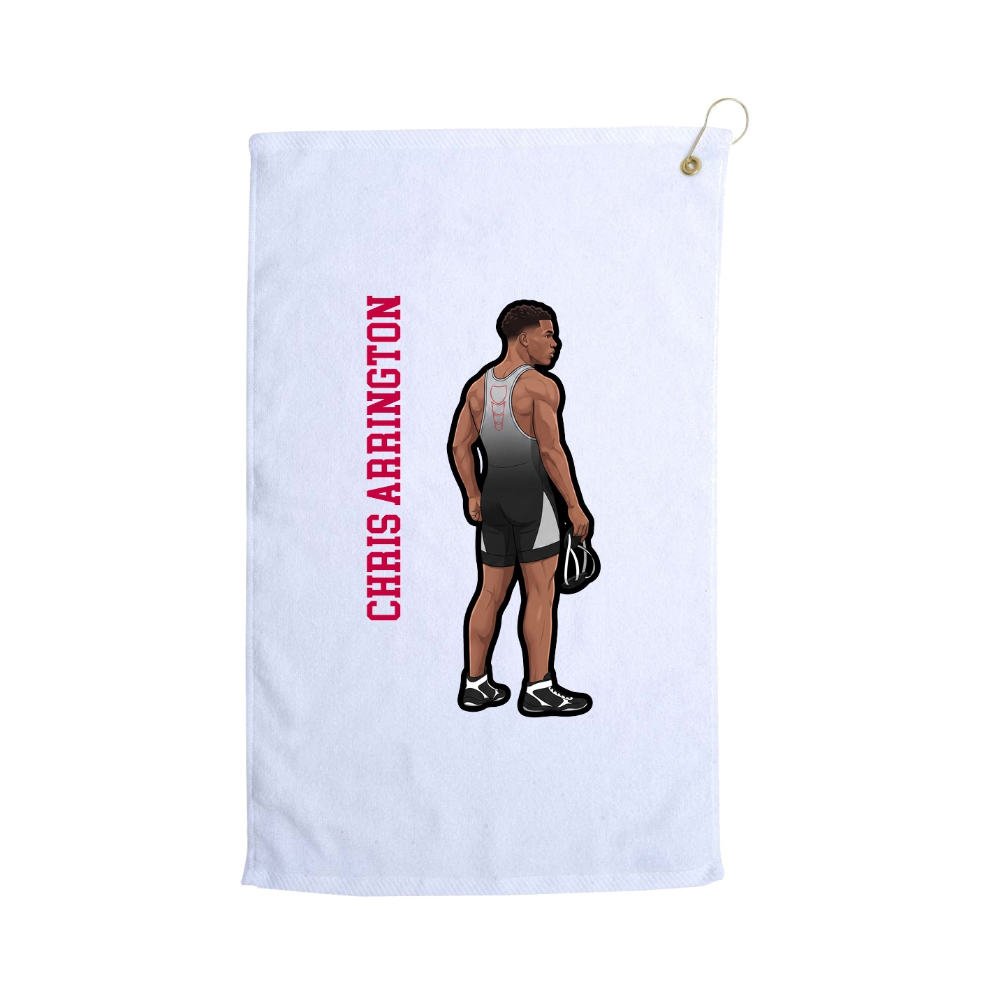 Golf Towel — Name Vertical in White