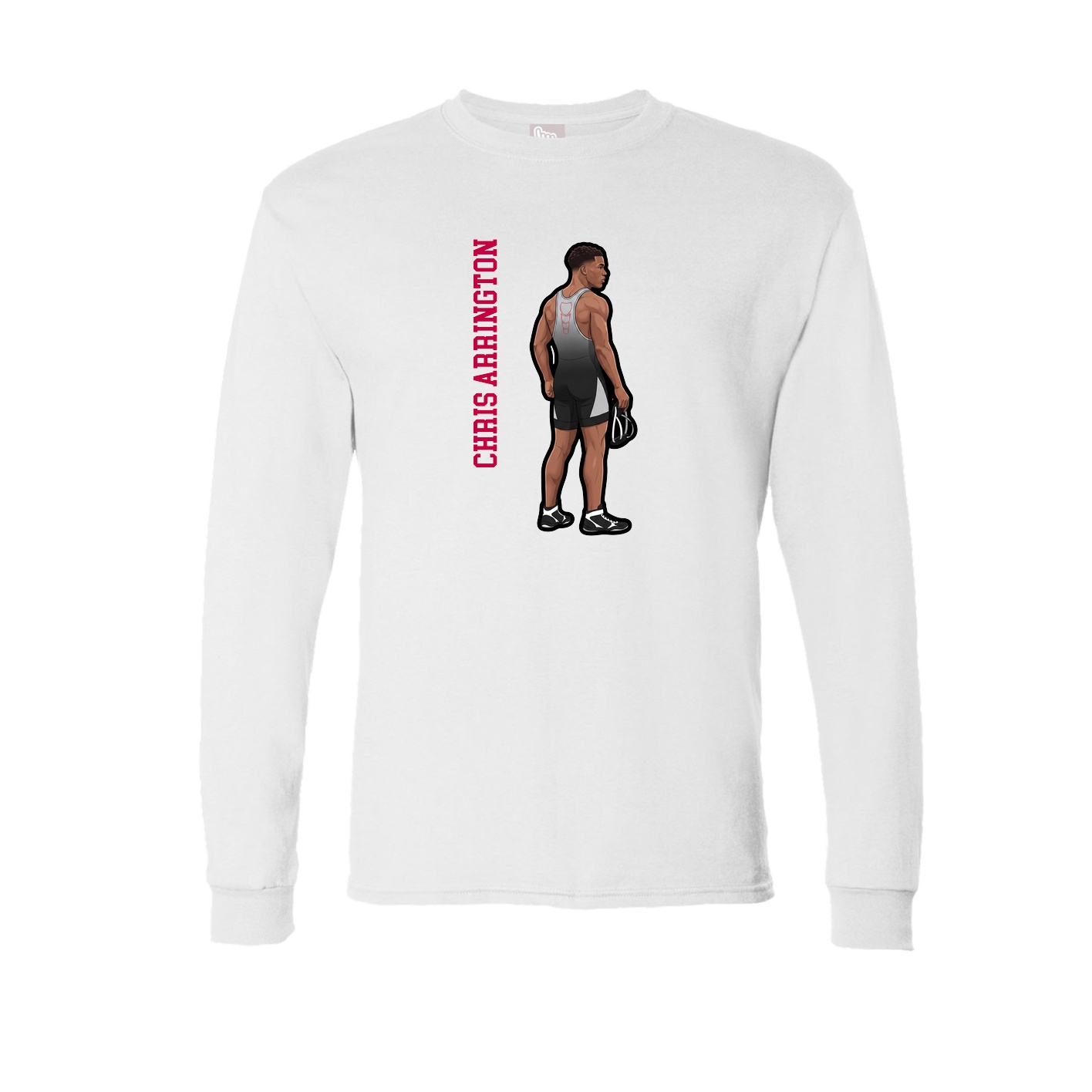 Long Sleeve Tee — Name Vertical in White