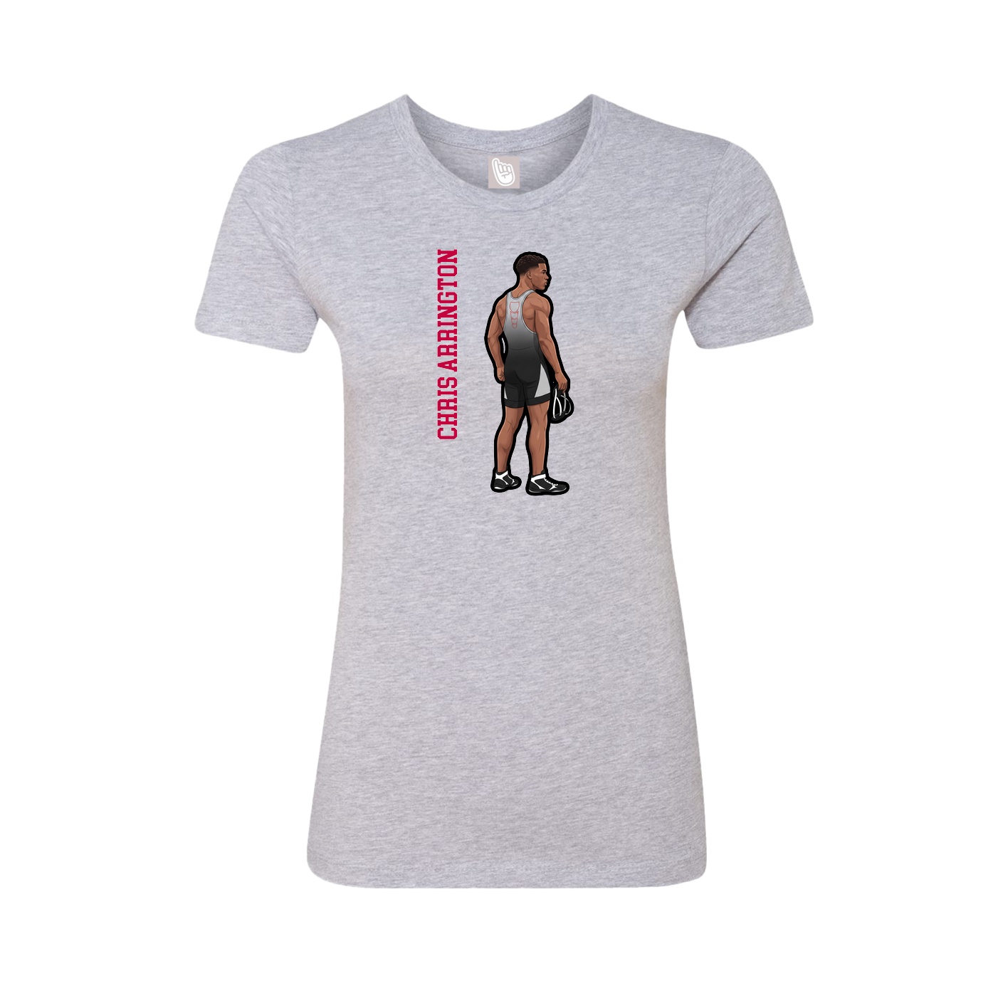 Fitted Women's Tee — Name Vertical in Grey
