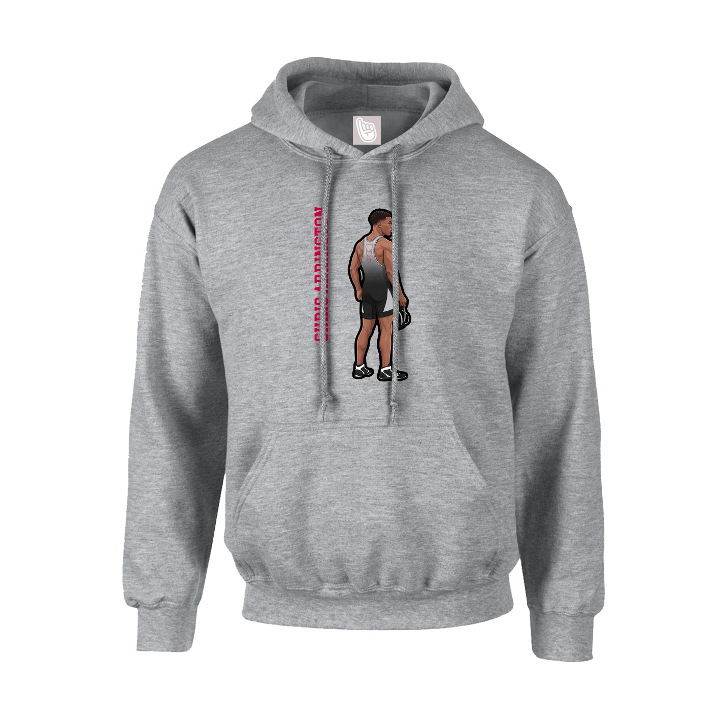 Hoodie — Name Vertical in Grey