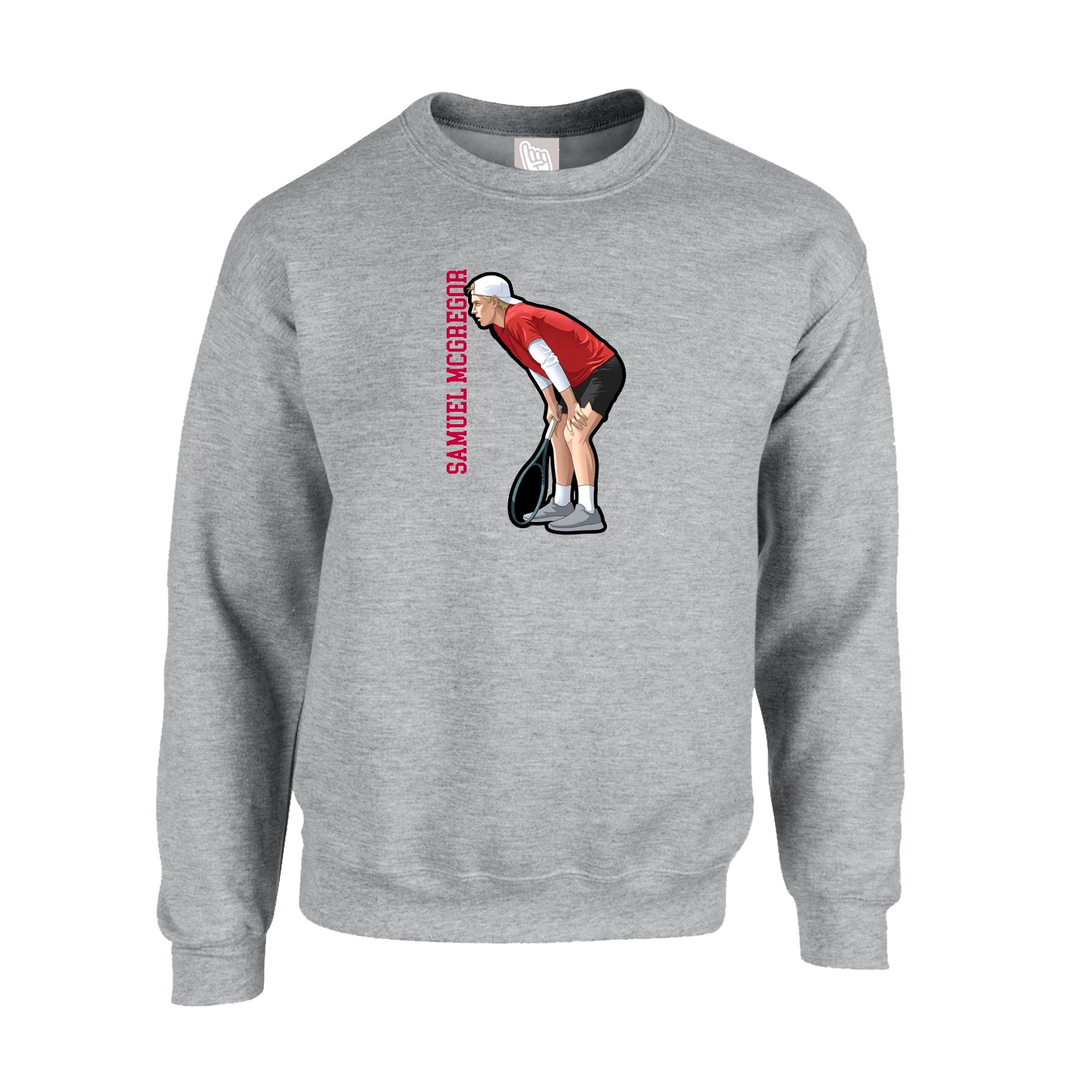 Fleece Crew — Name Vertical in Grey