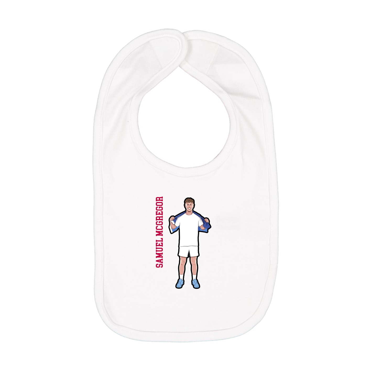 Infant Bib — Name Vertical in White