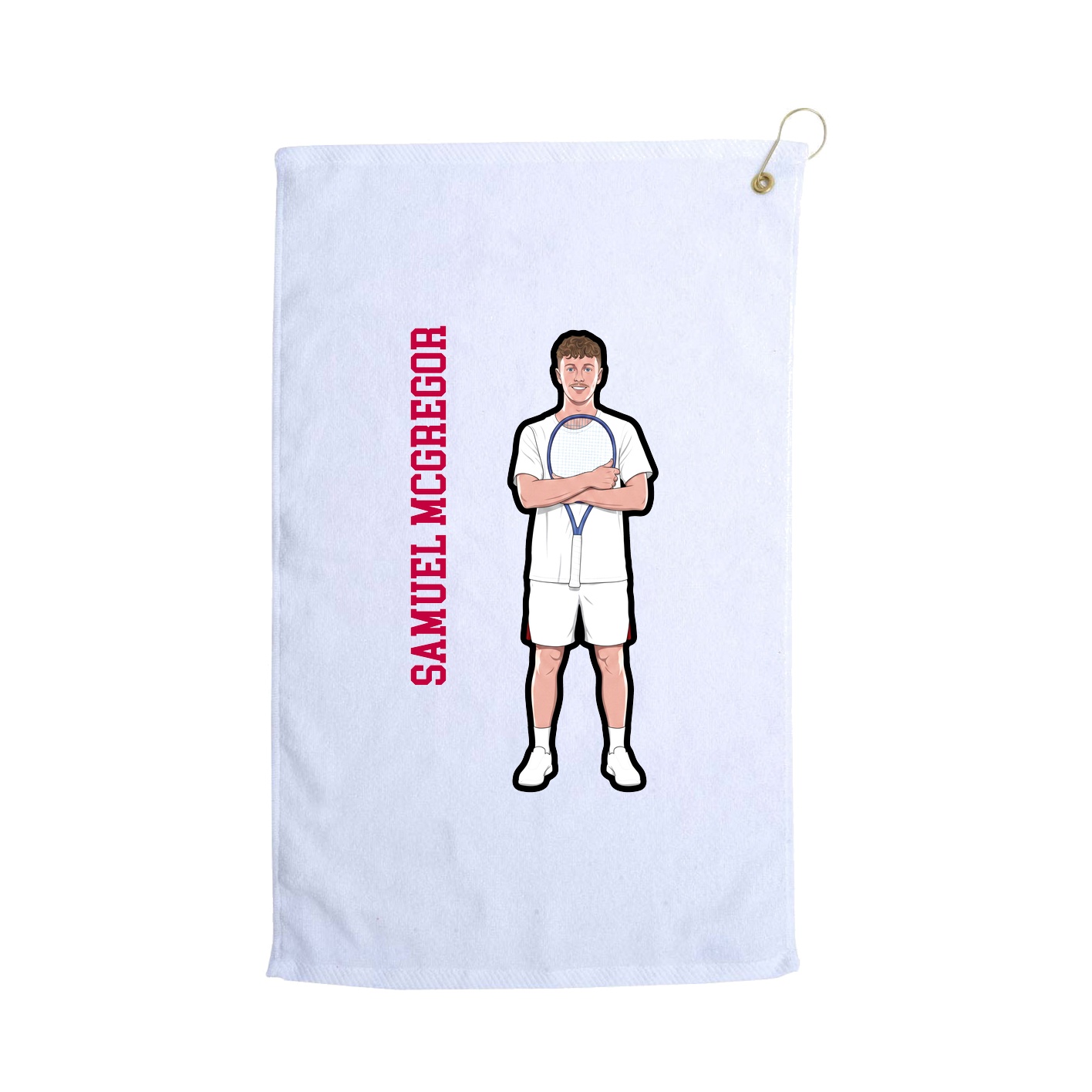 Golf Towel — Name Vertical in White