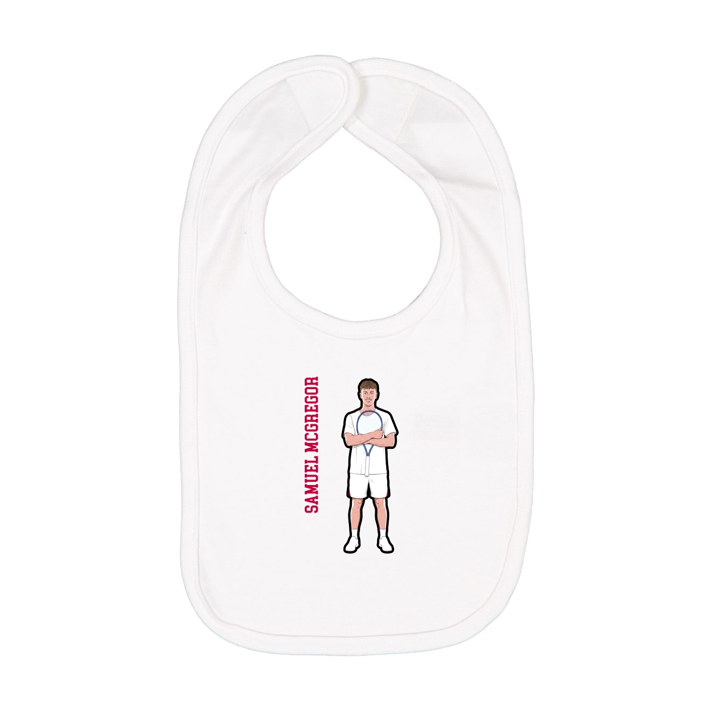 Infant Bib — Name Vertical in White