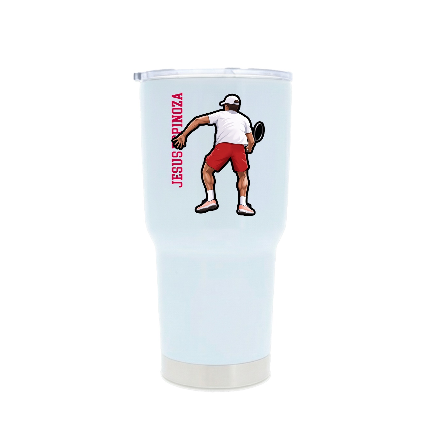 30oz Stainless Steel Tumbler — Name Vertical in White
