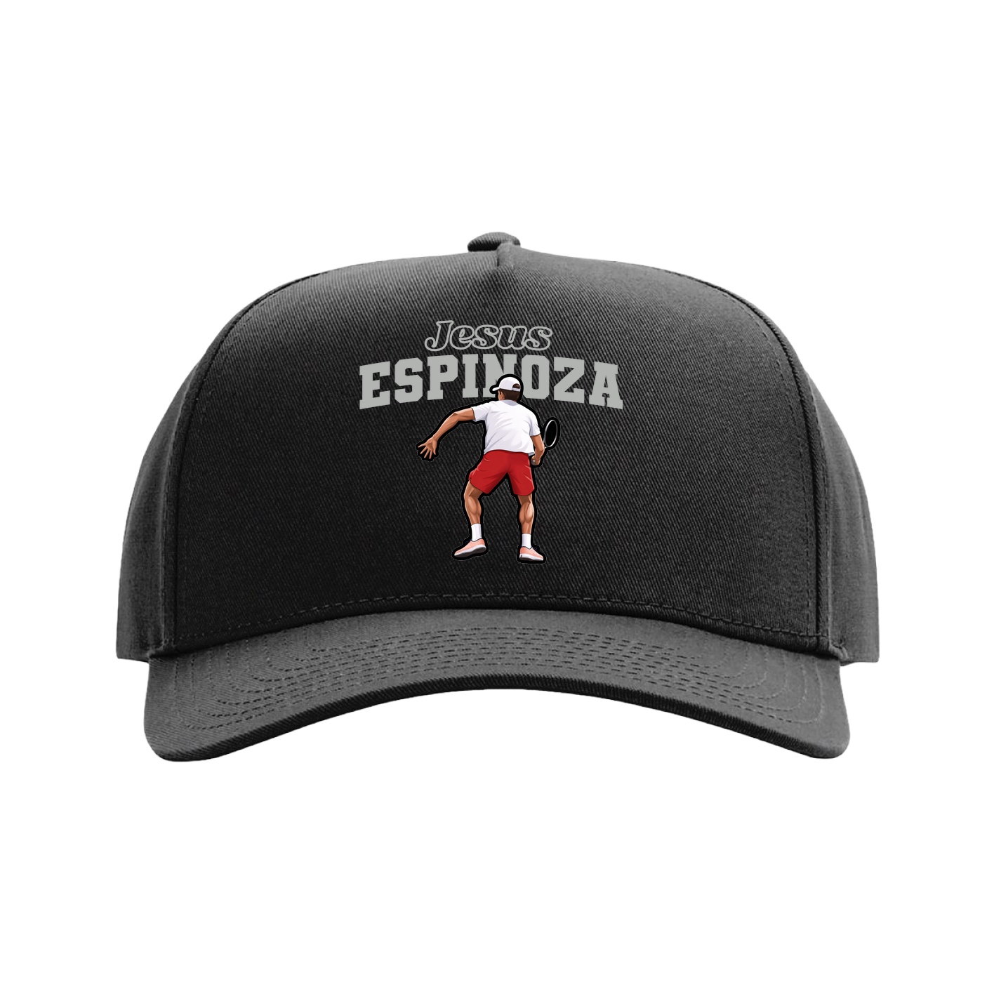 Full Fabric Five-Panel Champ Cap — Name Arch in Black