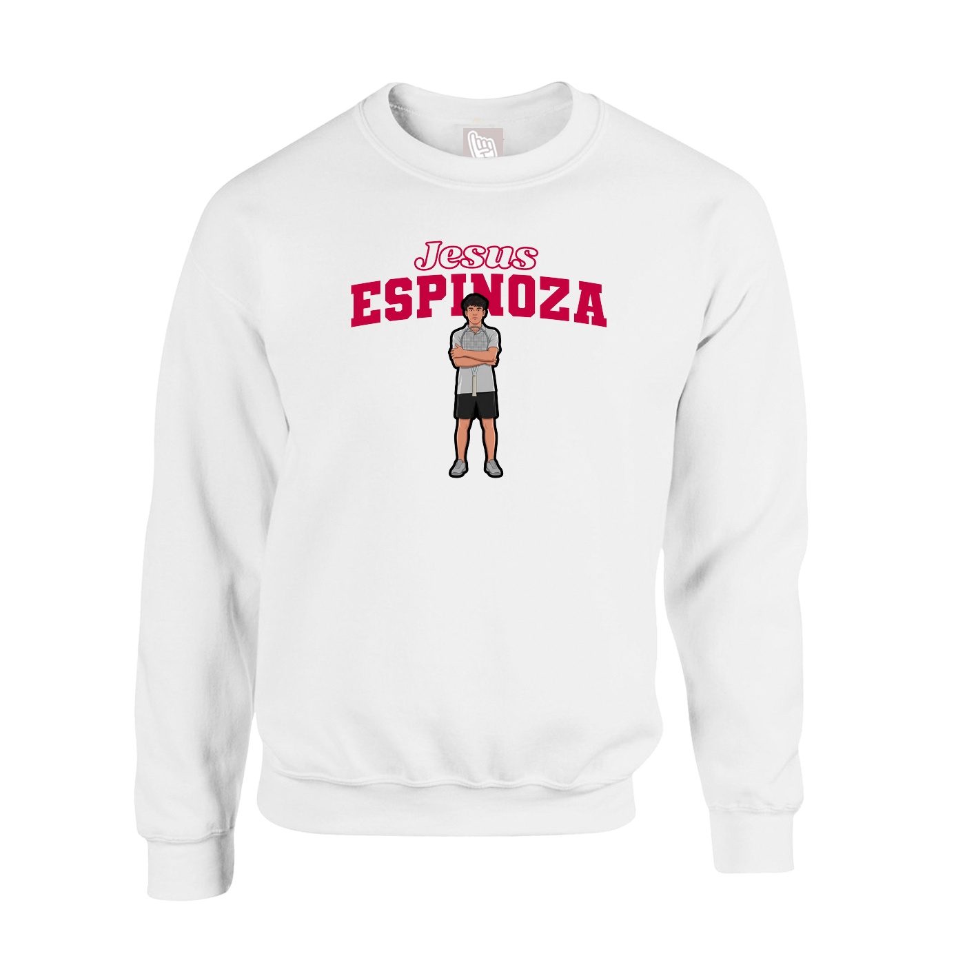 Fleece Crew — Name Arch in White