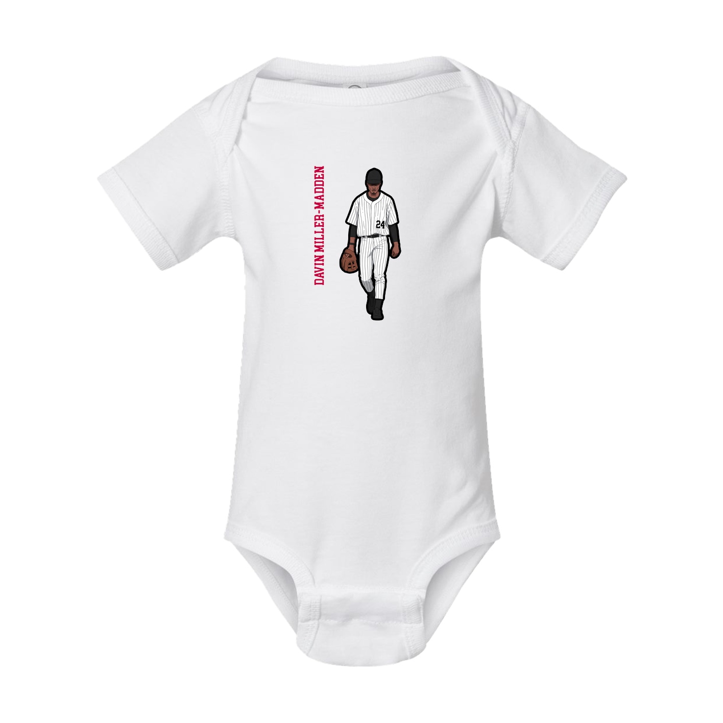Baby Onesie — Name Vertical in White