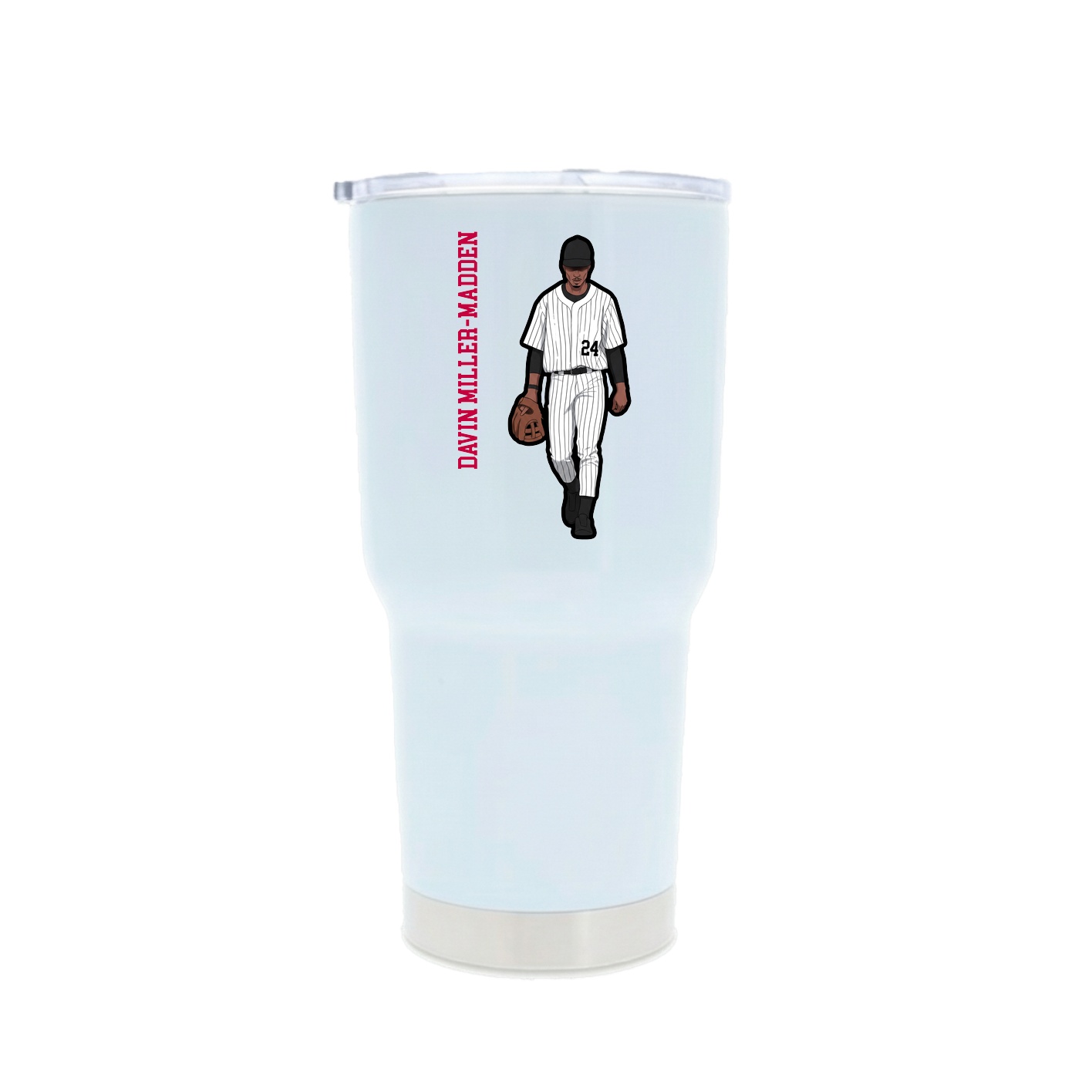 30oz Stainless Steel Tumbler — Name Vertical in White
