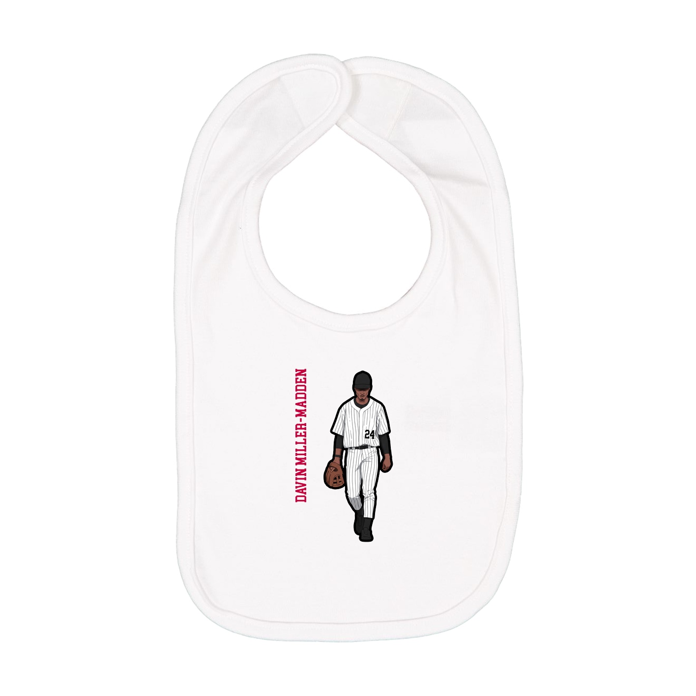 Infant Bib — Name Vertical in White