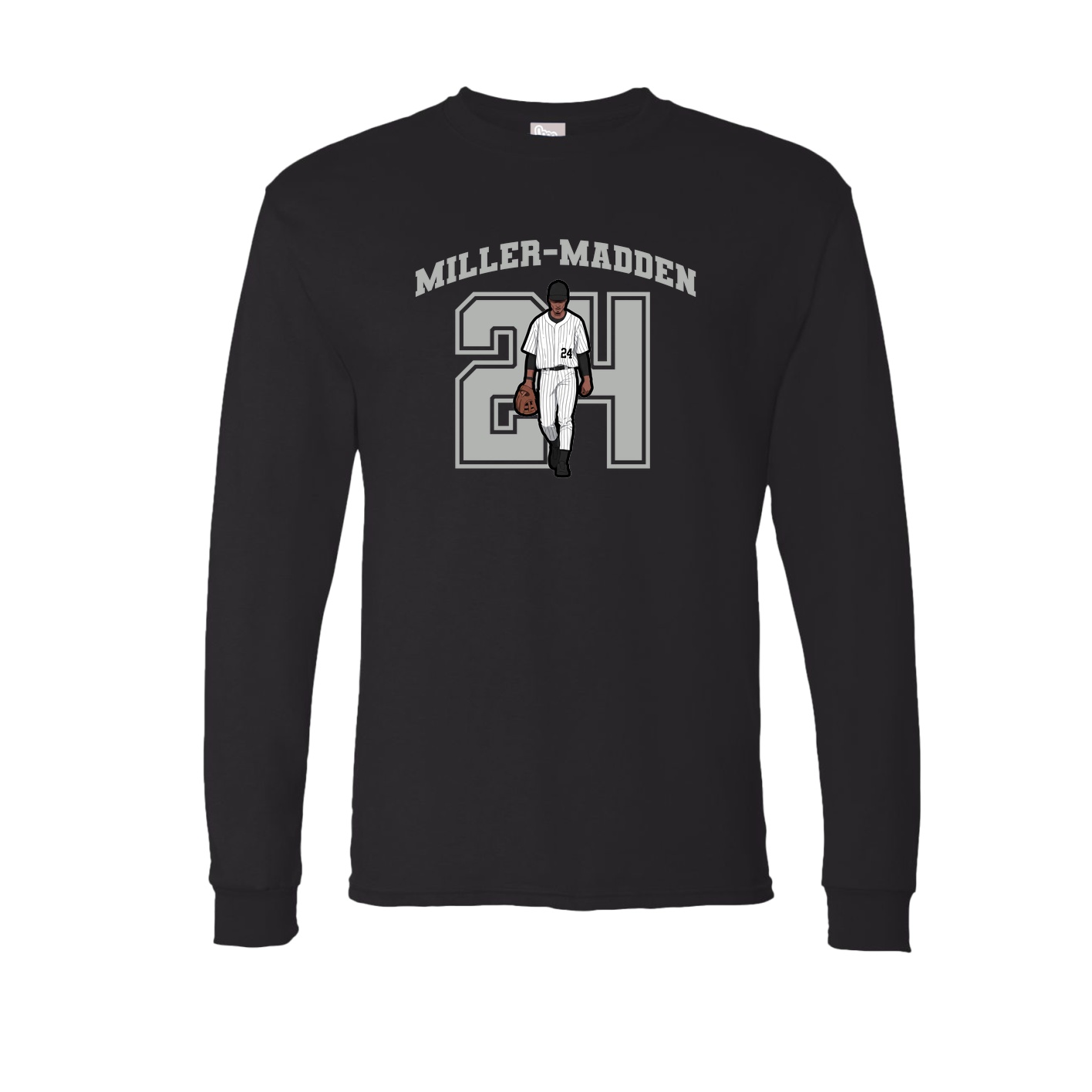 Long Sleeve Tee — Number in Black