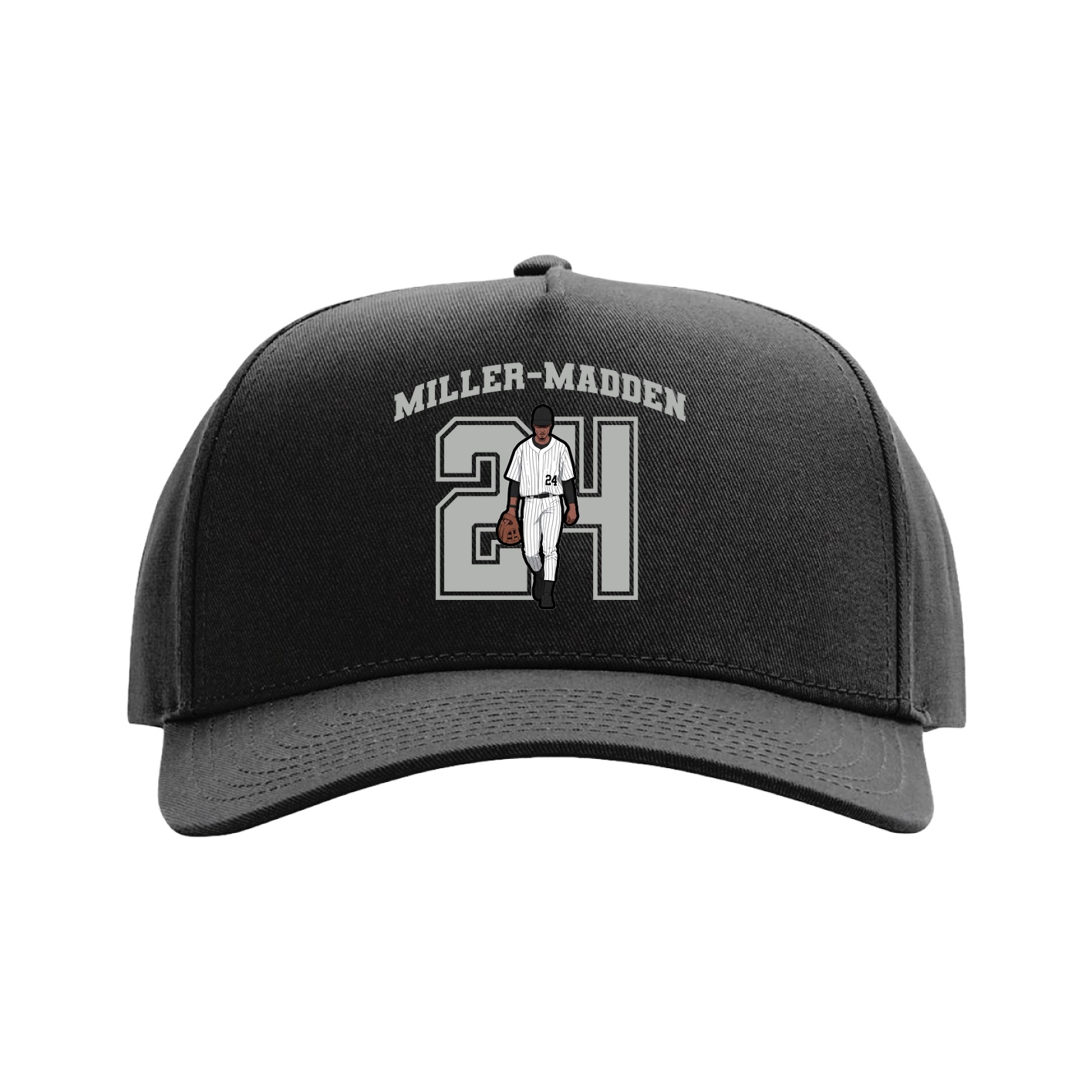 Full Fabric Five-Panel Champ Cap — Number in Black