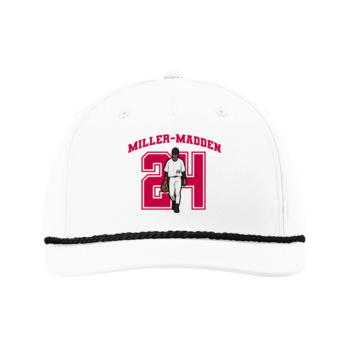 Five-Panel Classic Rope Cap — Number in White