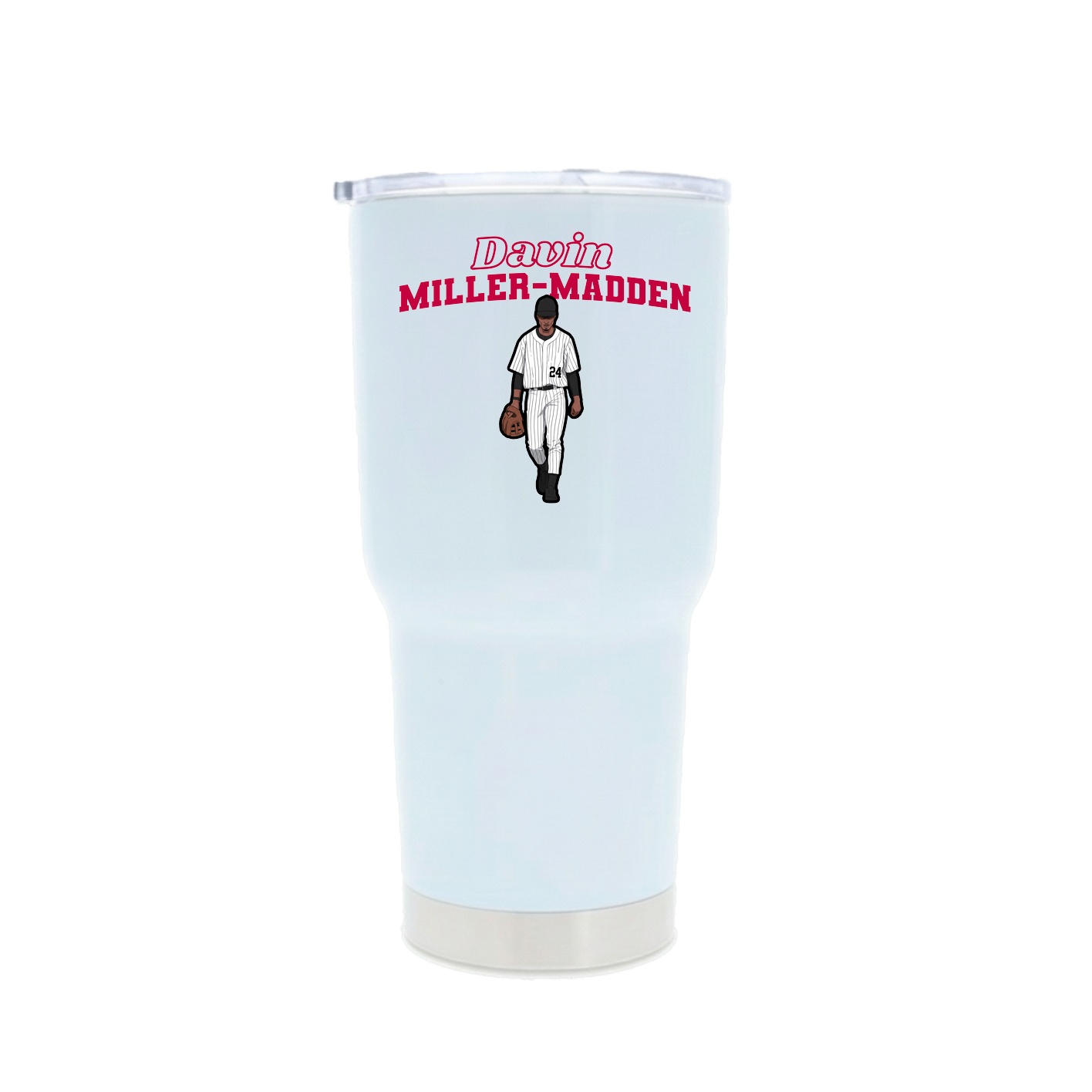 30oz Stainless Steel Tumbler — Name Arch in White