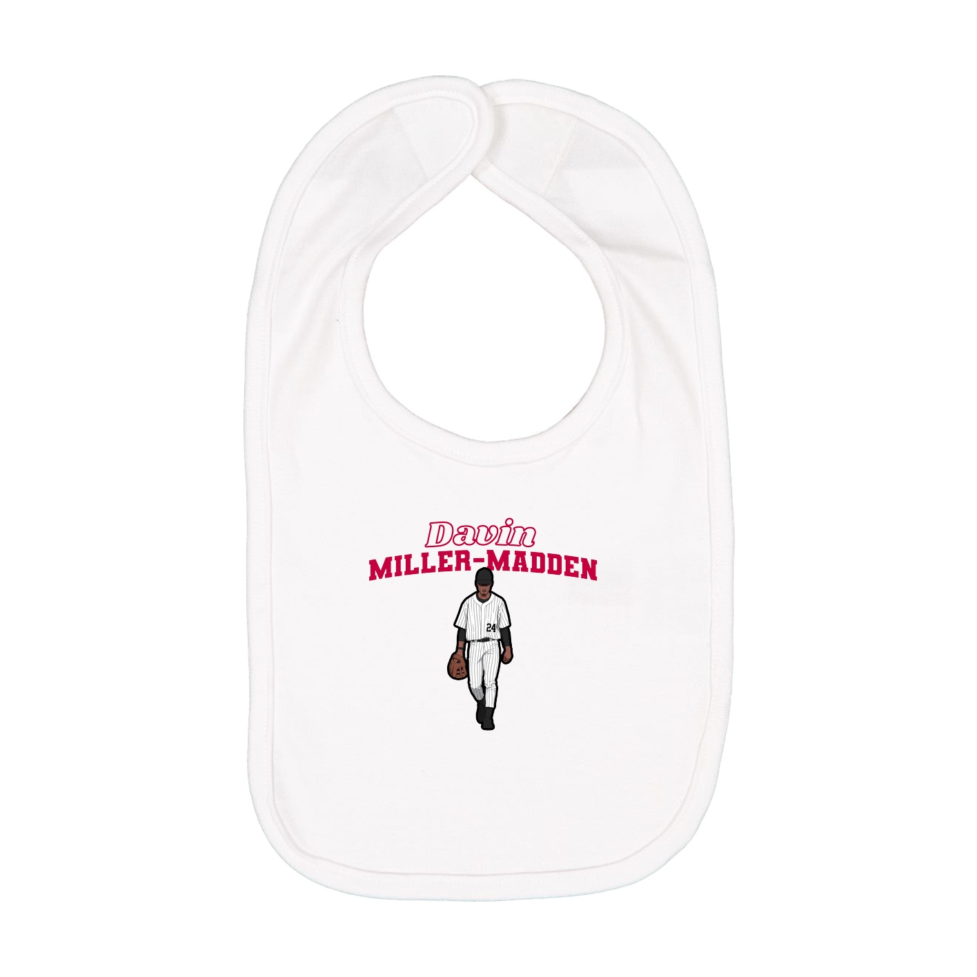 Infant Bib — Name Arch in White