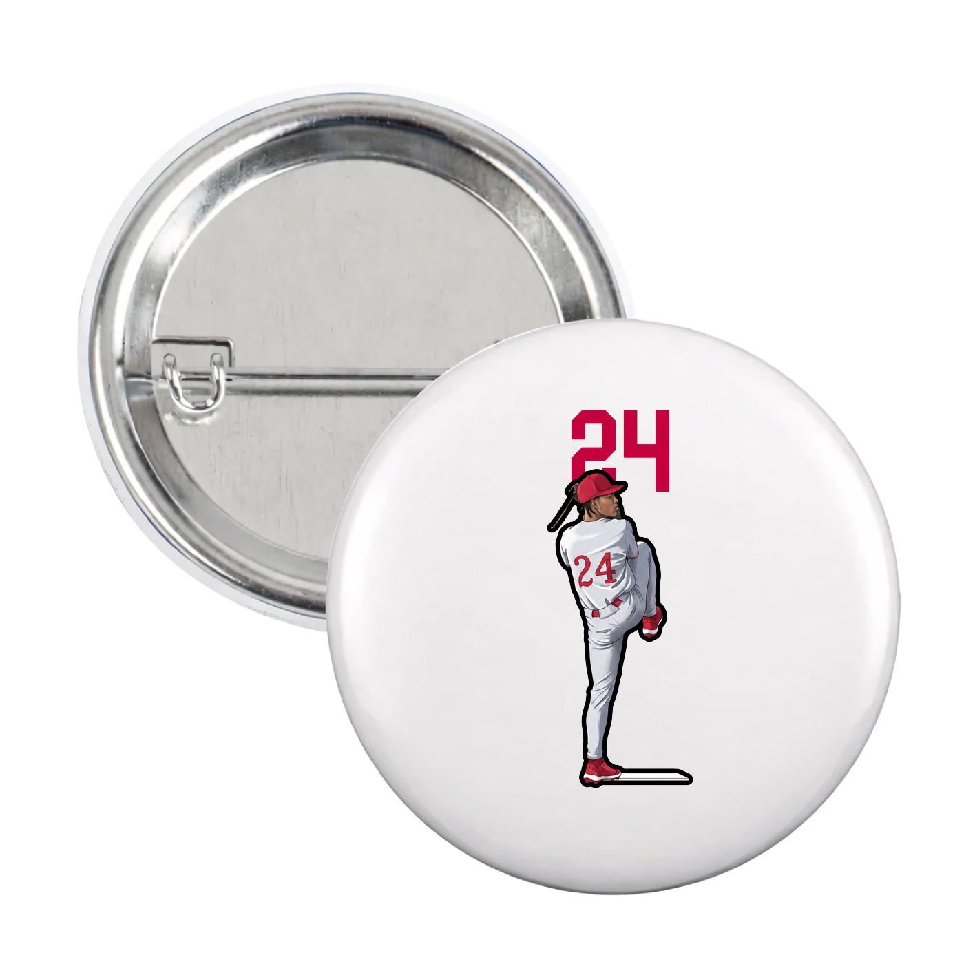Game Day Button — Number Top in White
