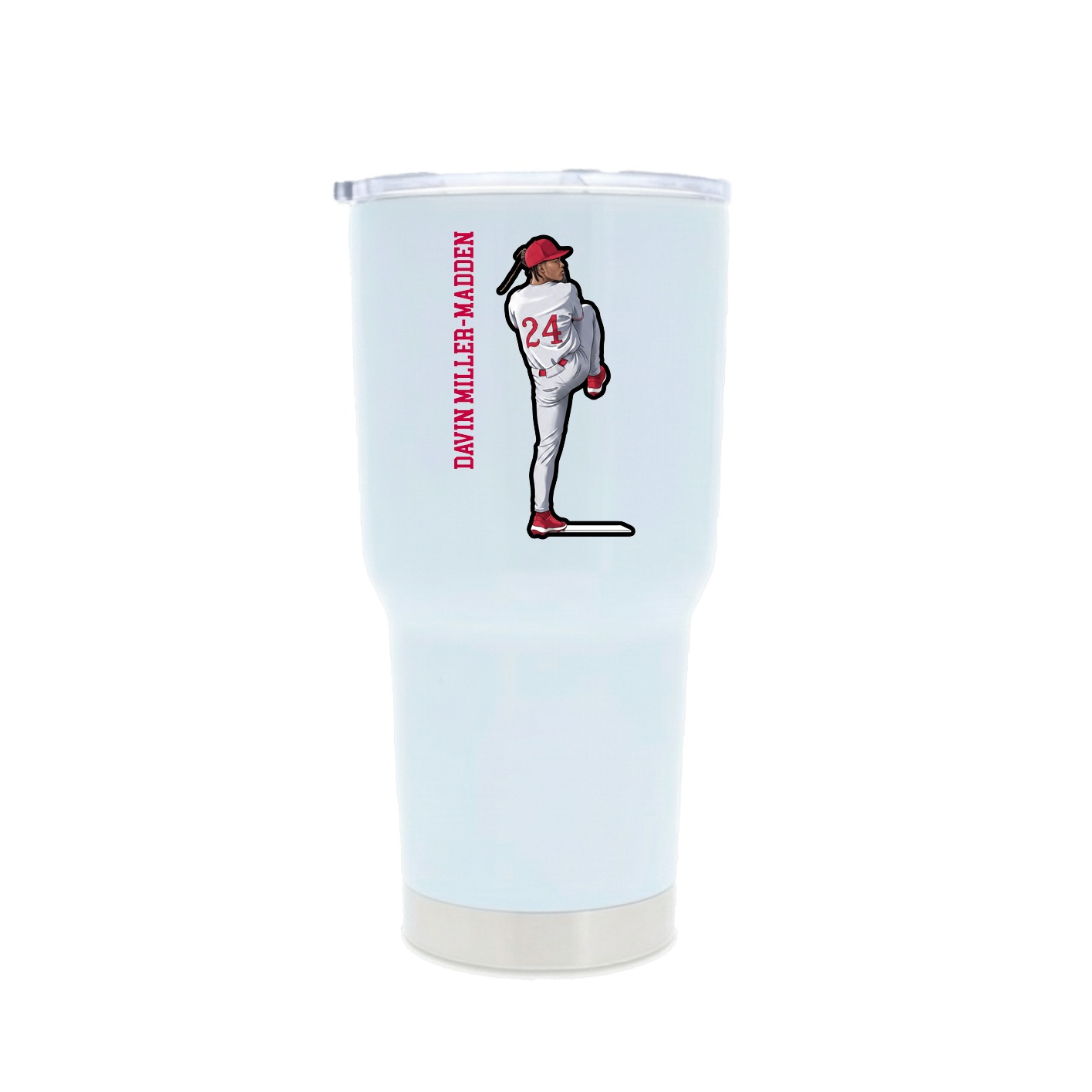 30oz Stainless Steel Tumbler — Name Vertical in White