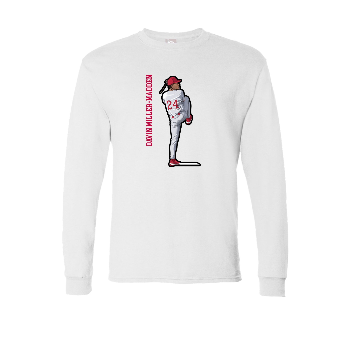 Long Sleeve Tee — Name Vertical in White